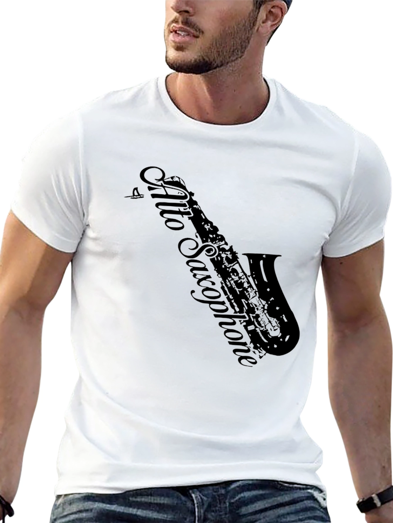 Black Alto Saxophone Graphic T-Shirt - Musician Tee view 13