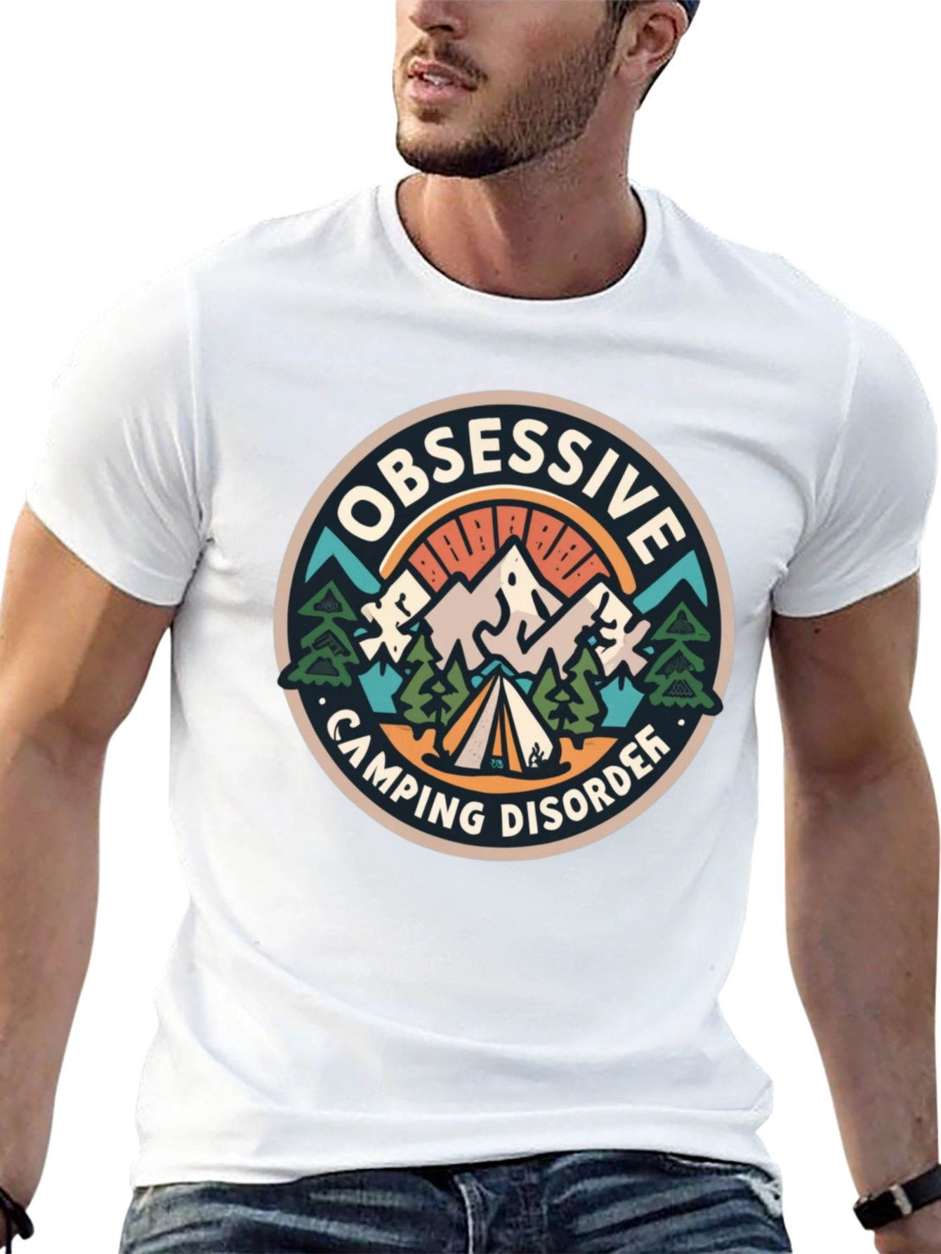 Black Obsessive Camping Disorder Black T-Shirt view 13