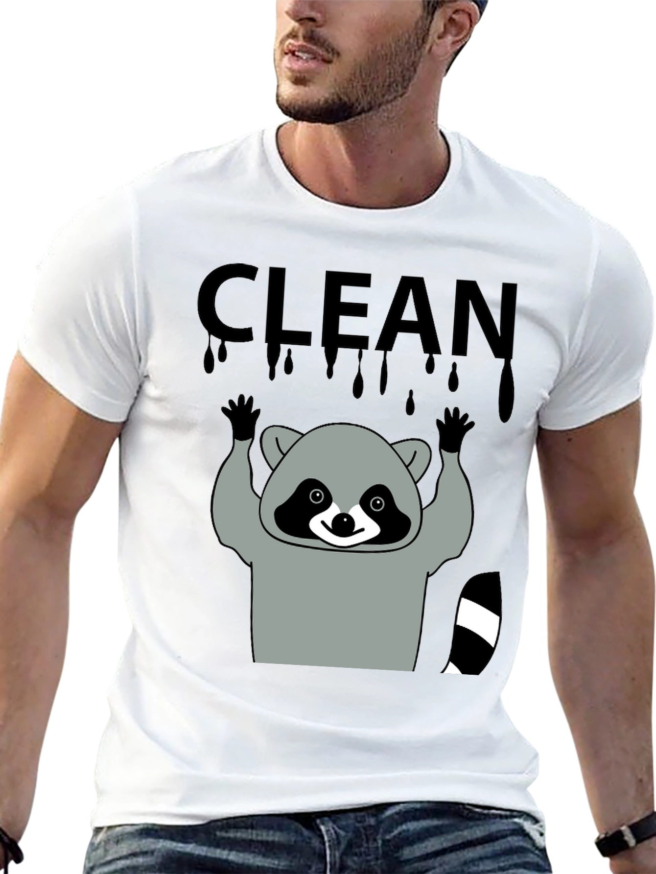 Black Clean Raccoon Graphic Tee view 13
