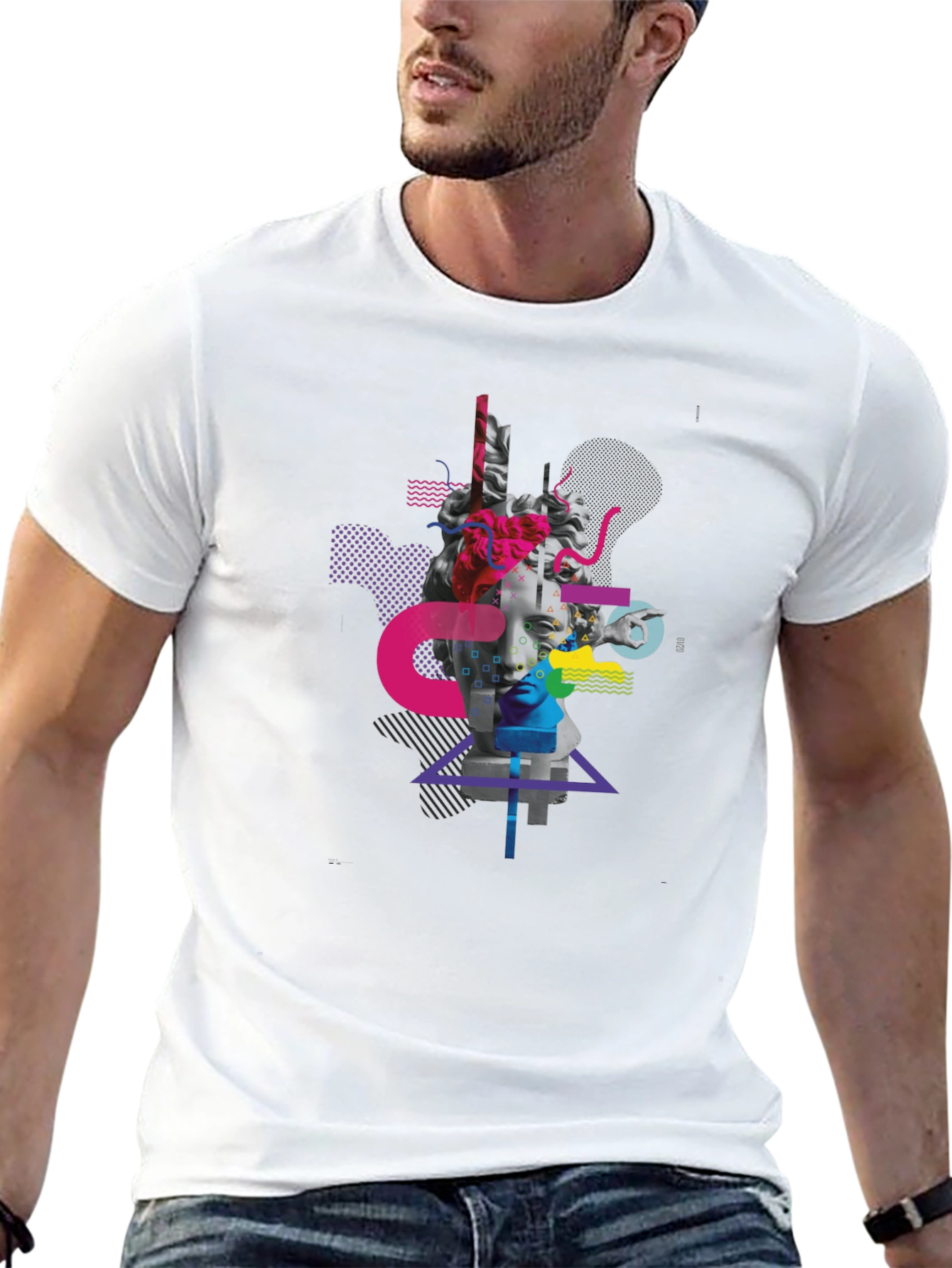 Black Abstract Statue Graphic Tee - Modern Art Shirt view 13