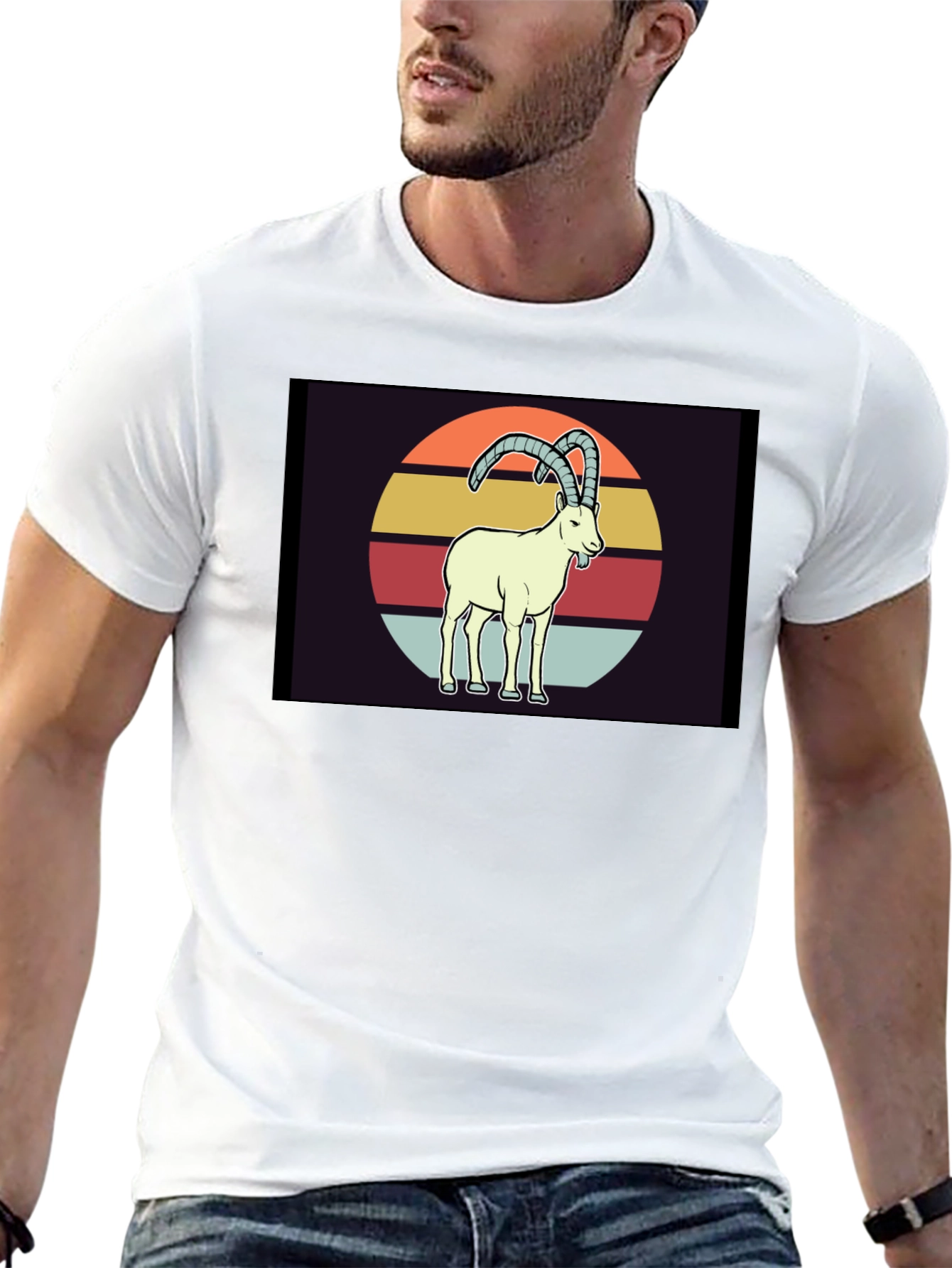 Black Retro Ibex T-Shirt - Vintage Style Goat Tee view 13