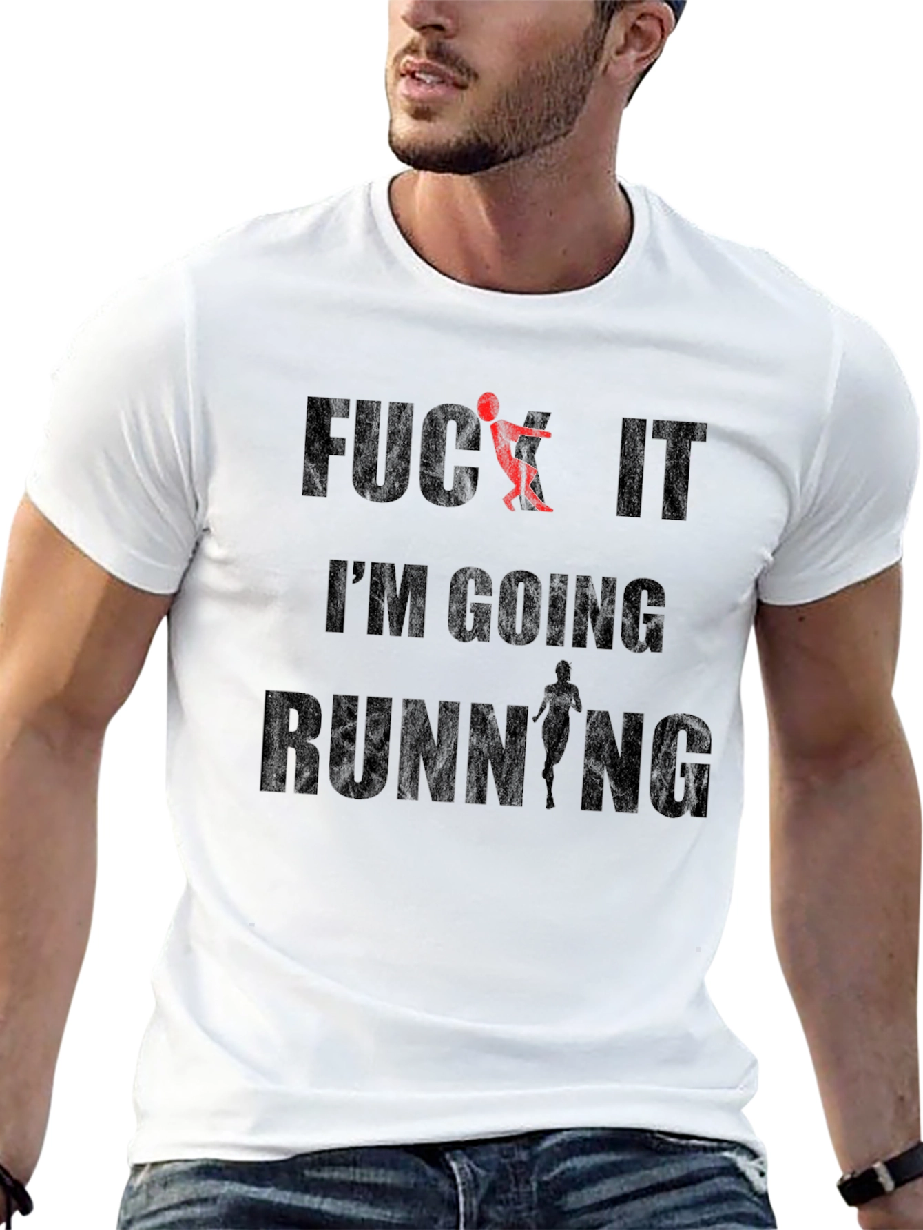 Black Funny Running T-Shirt - "F*ck It, I'm Going Running" view 13