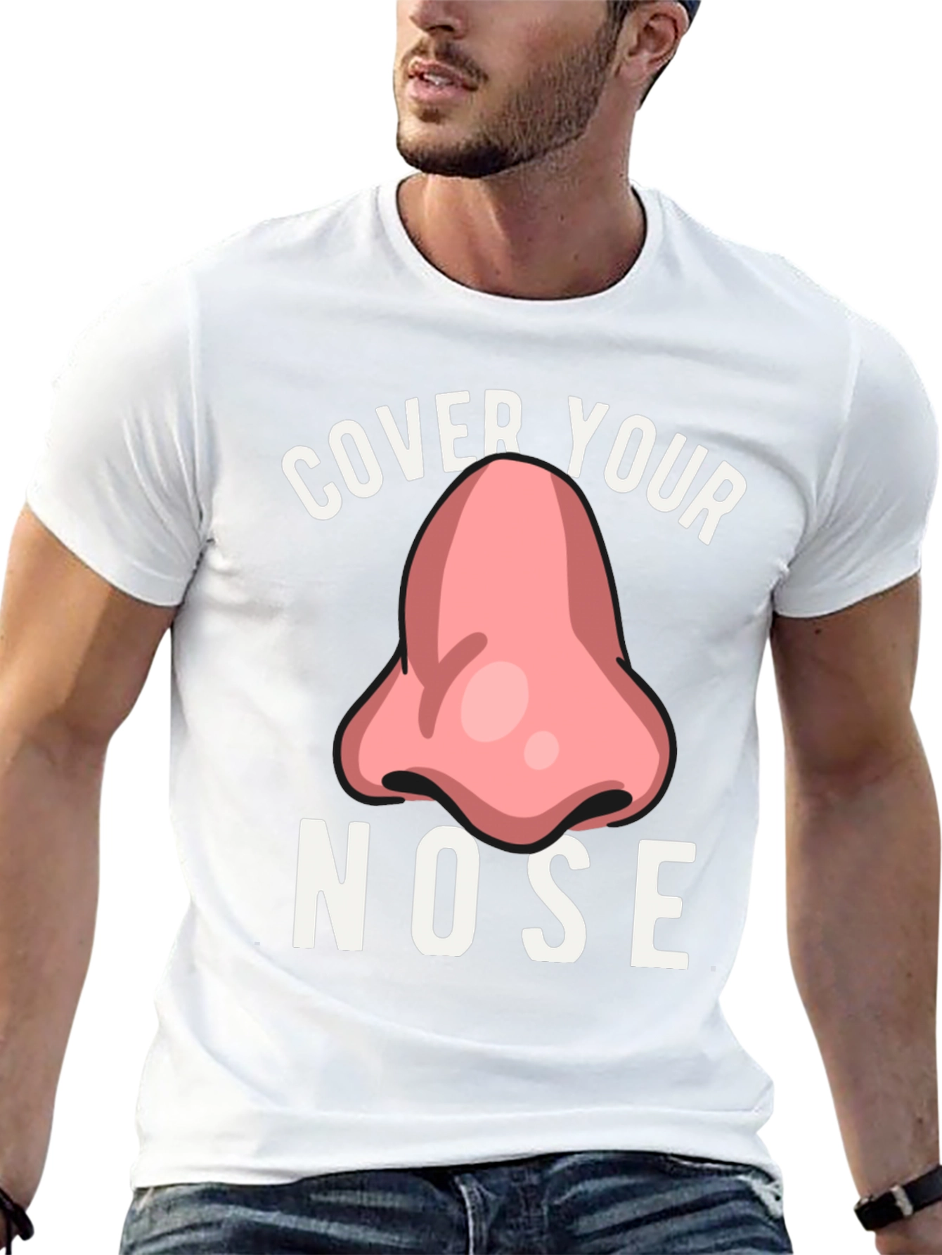 Black Cover Your Nose Graphic Tee - Funny T-Shirt view 13