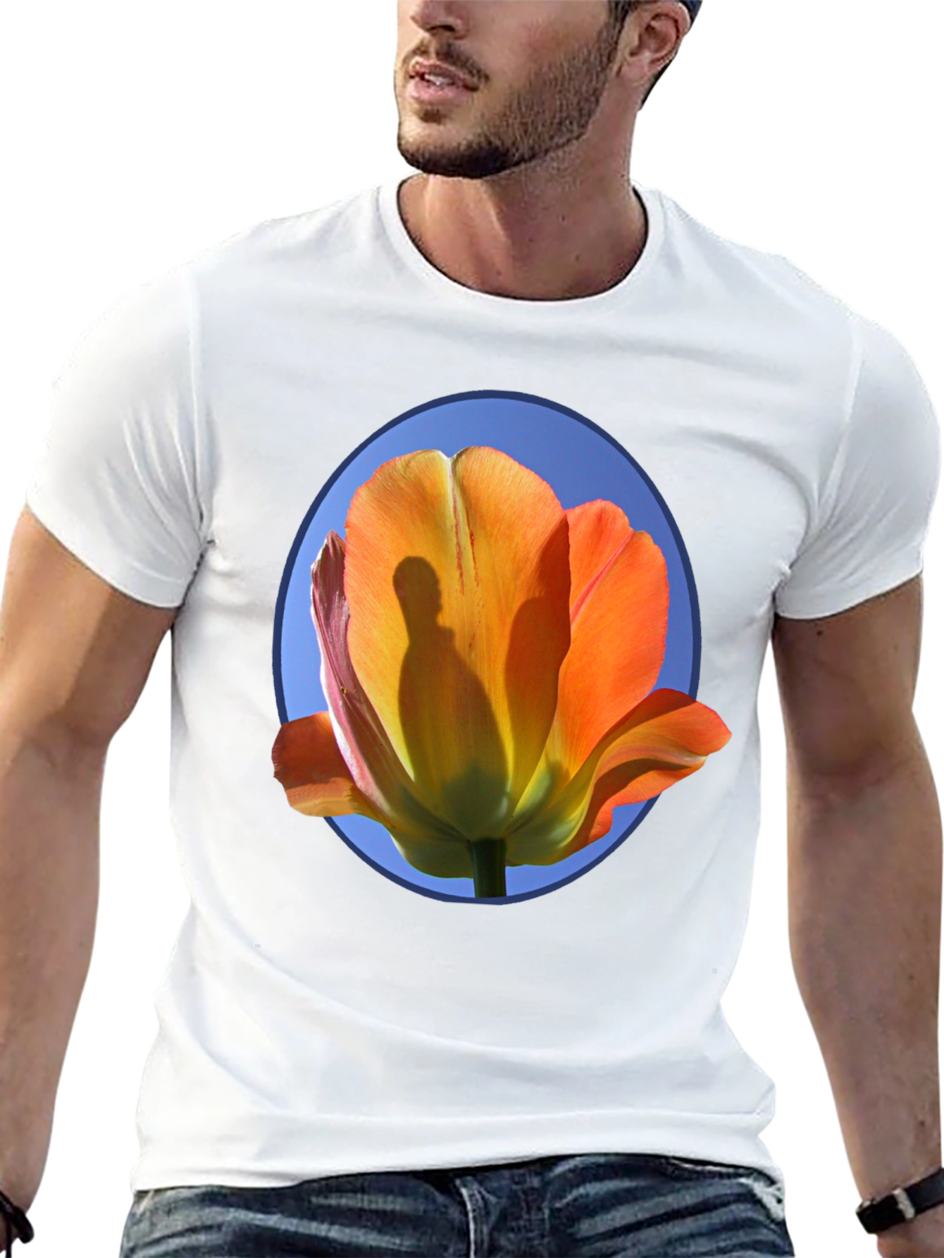 Black Floral Graphic Tee - Artistic Tulip Design view 13