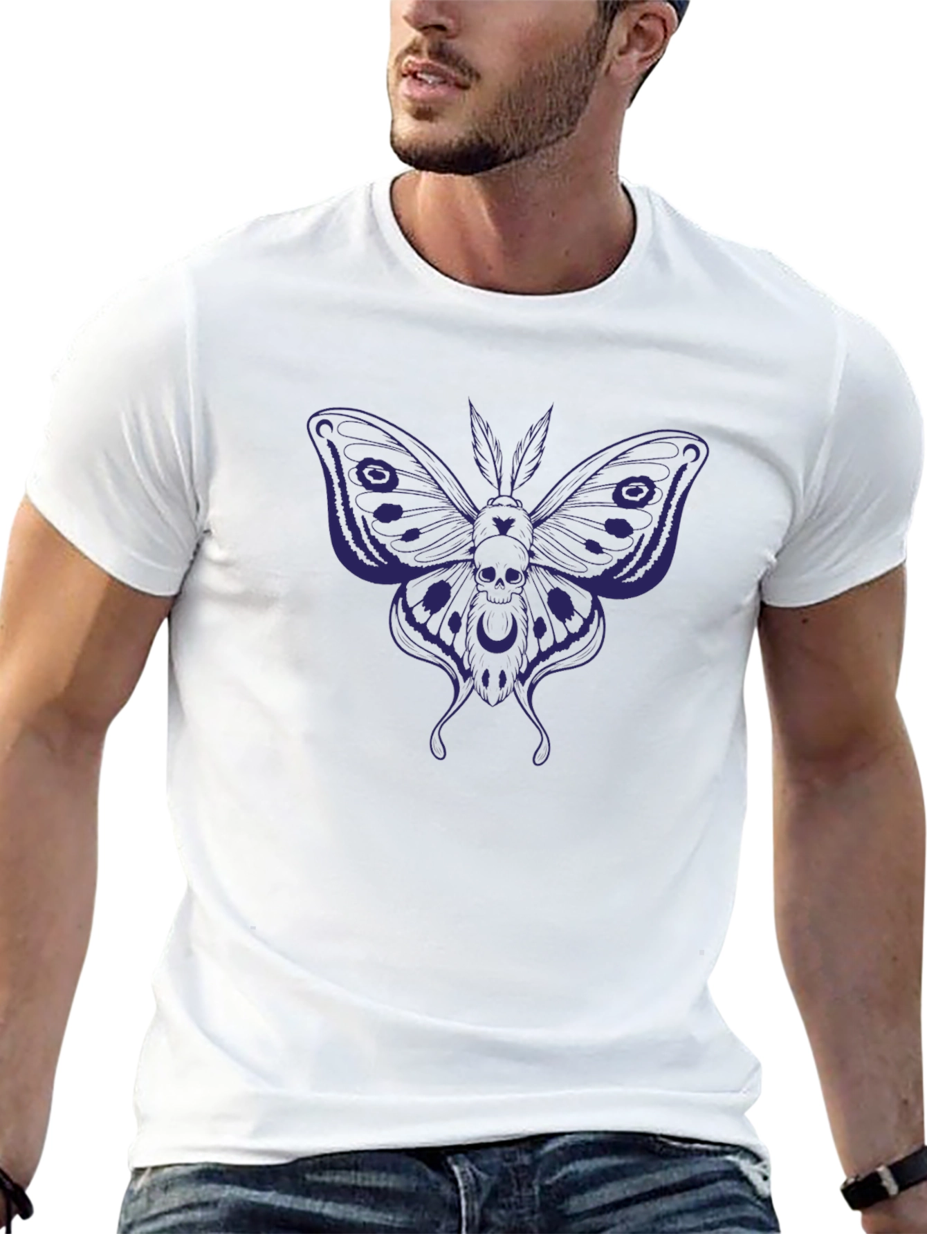 Black Skull Moth Graphic T-Shirt - Dark Gothic Style view 13