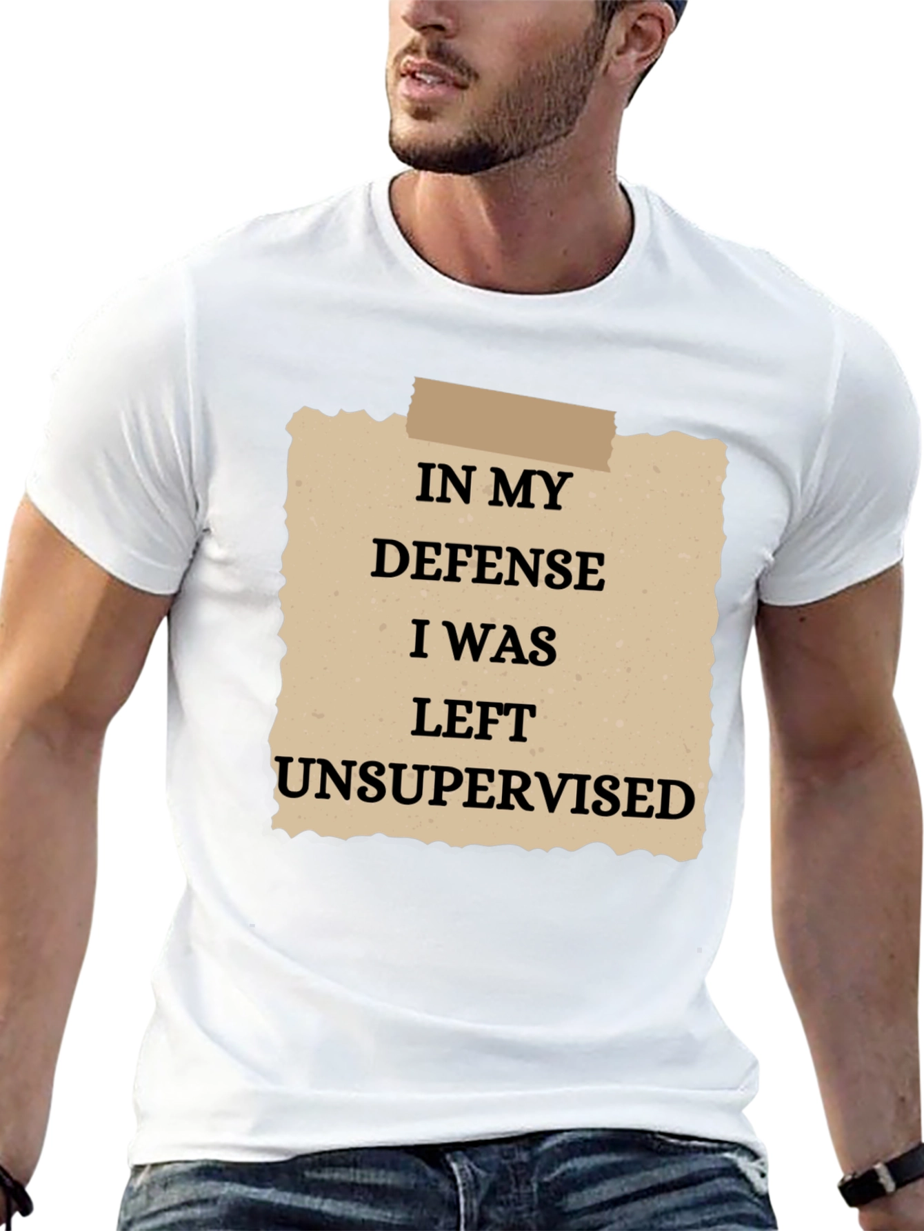 Black Funny "In My Defense" Graphic T-Shirt view 13