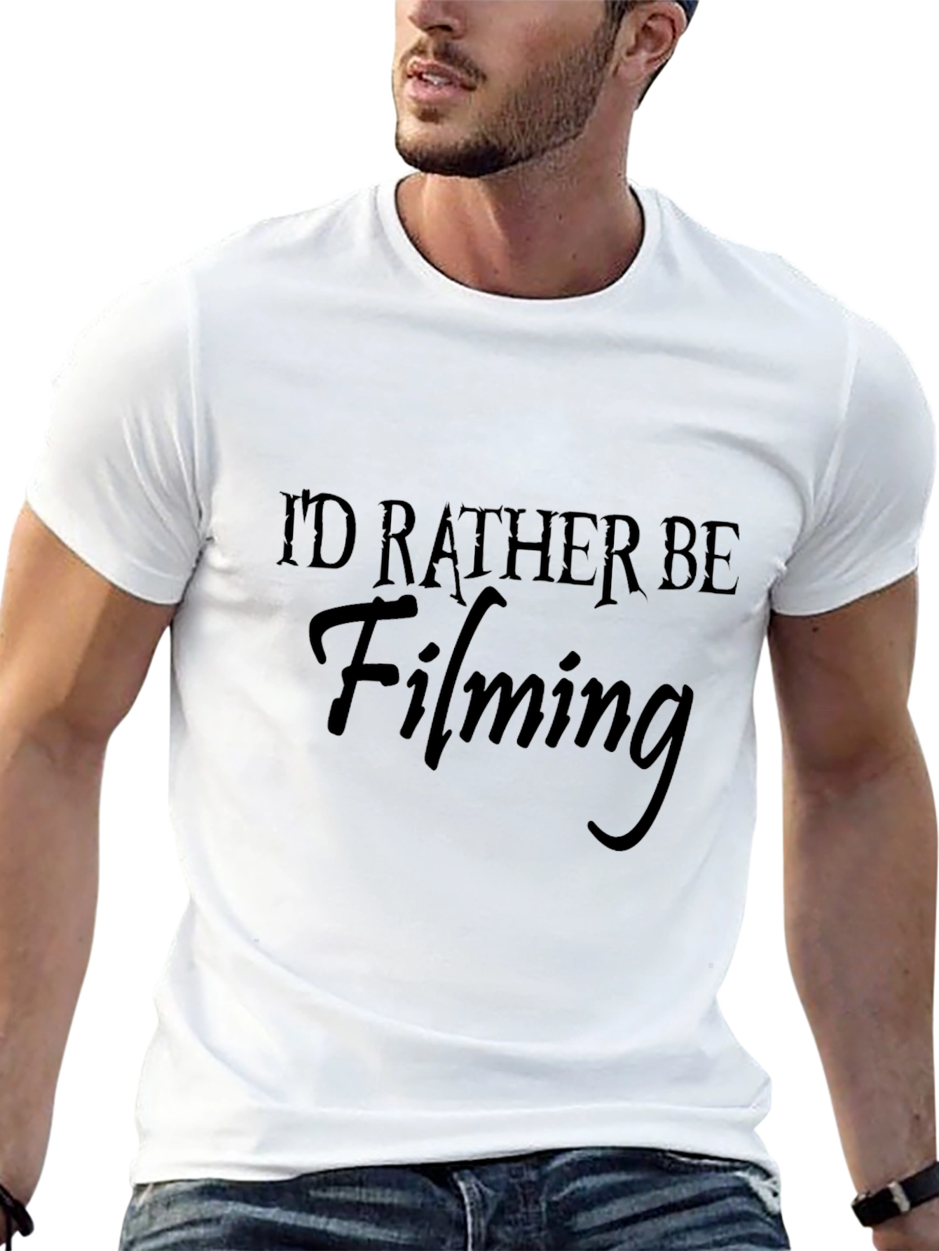 Black I'd Rather Be Filming Black T-Shirt view 13