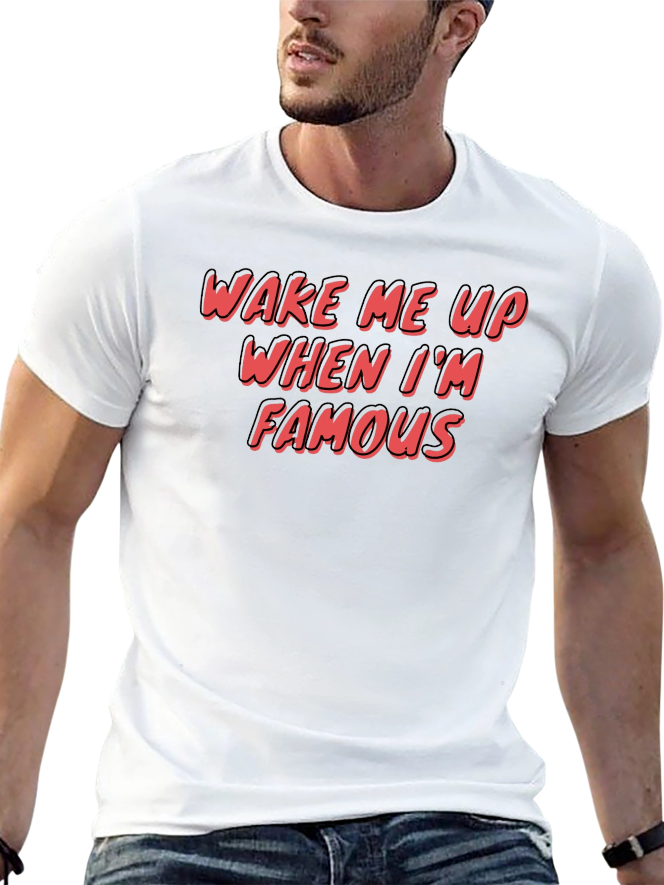Black Wake Me Up When I'm Famous Graphic T-Shirt view 13