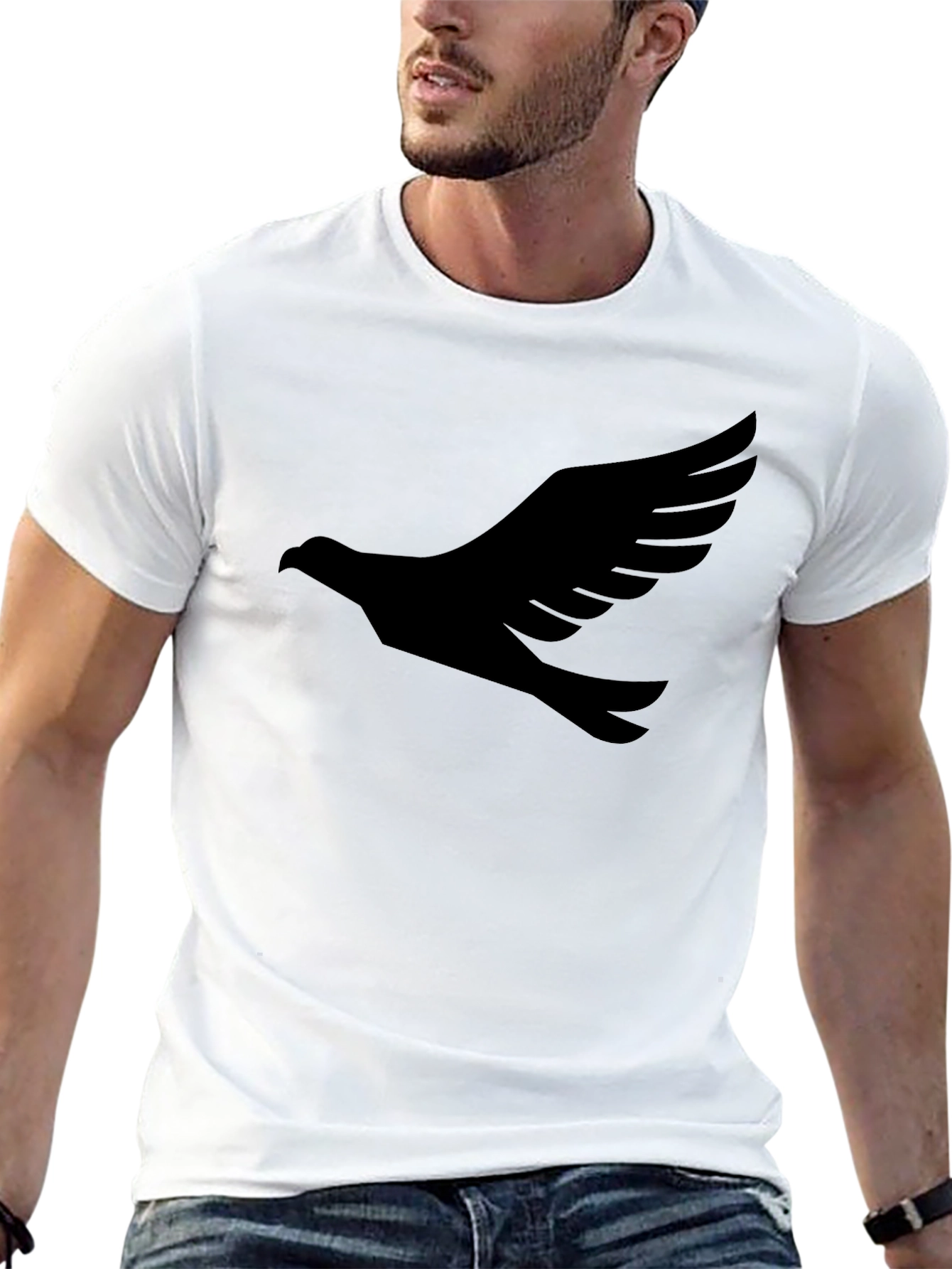 Black Black T-Shirt with Dove Graphic Print view 13