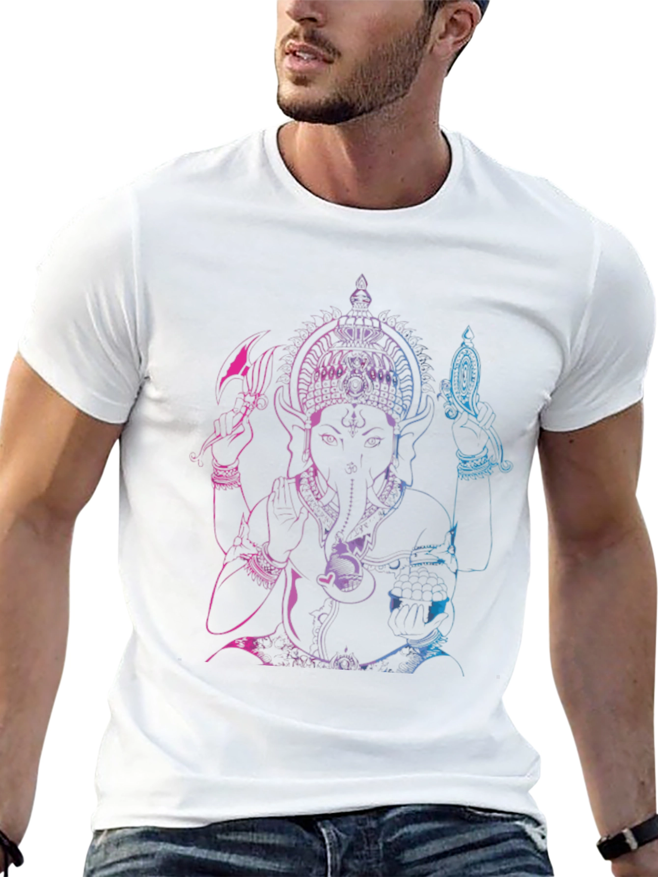 Black Ganesh Ombre Graphic Tee - Black view 13