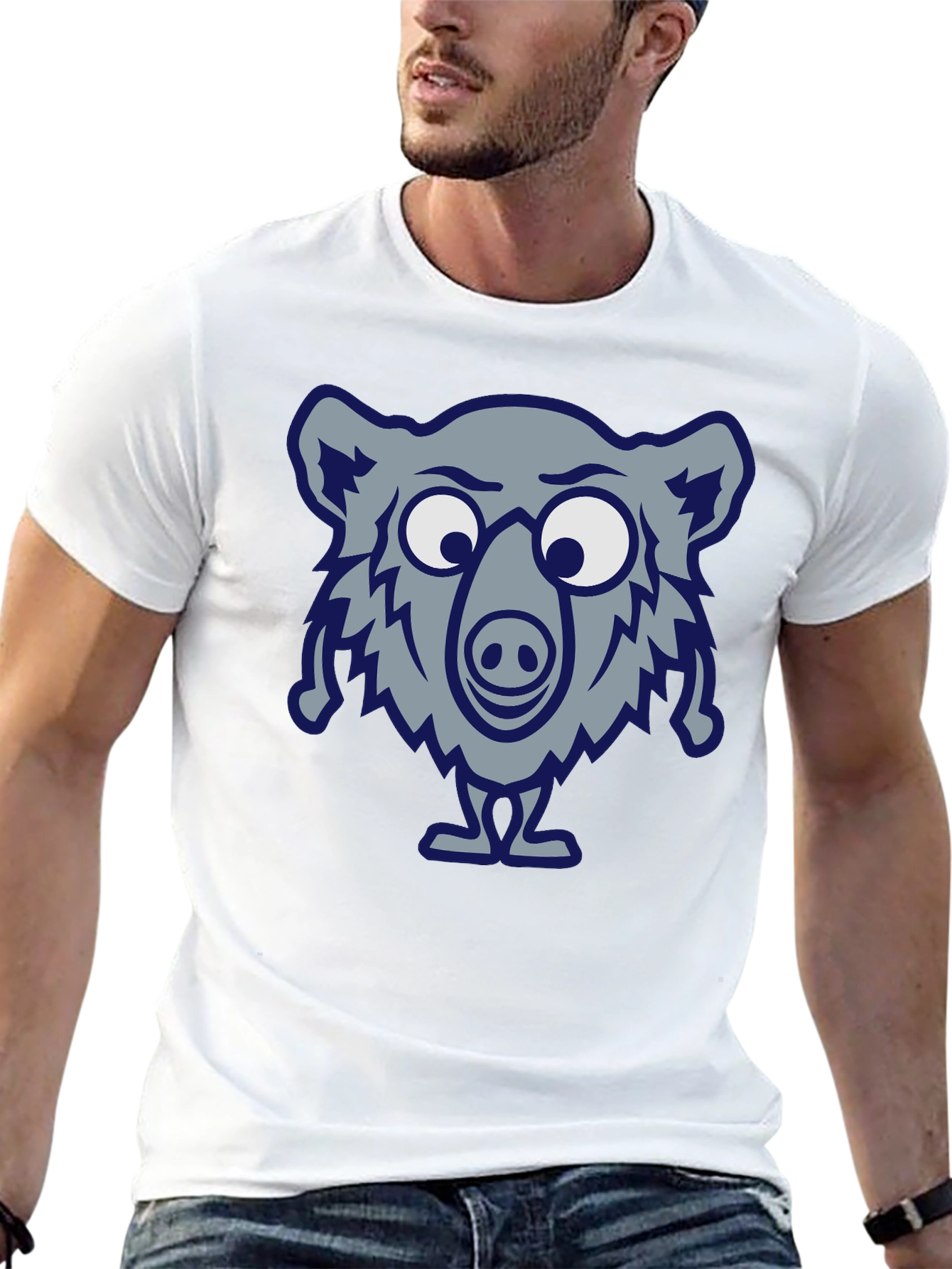 Black Funny Cartoon Bear Black T-Shirt view 13