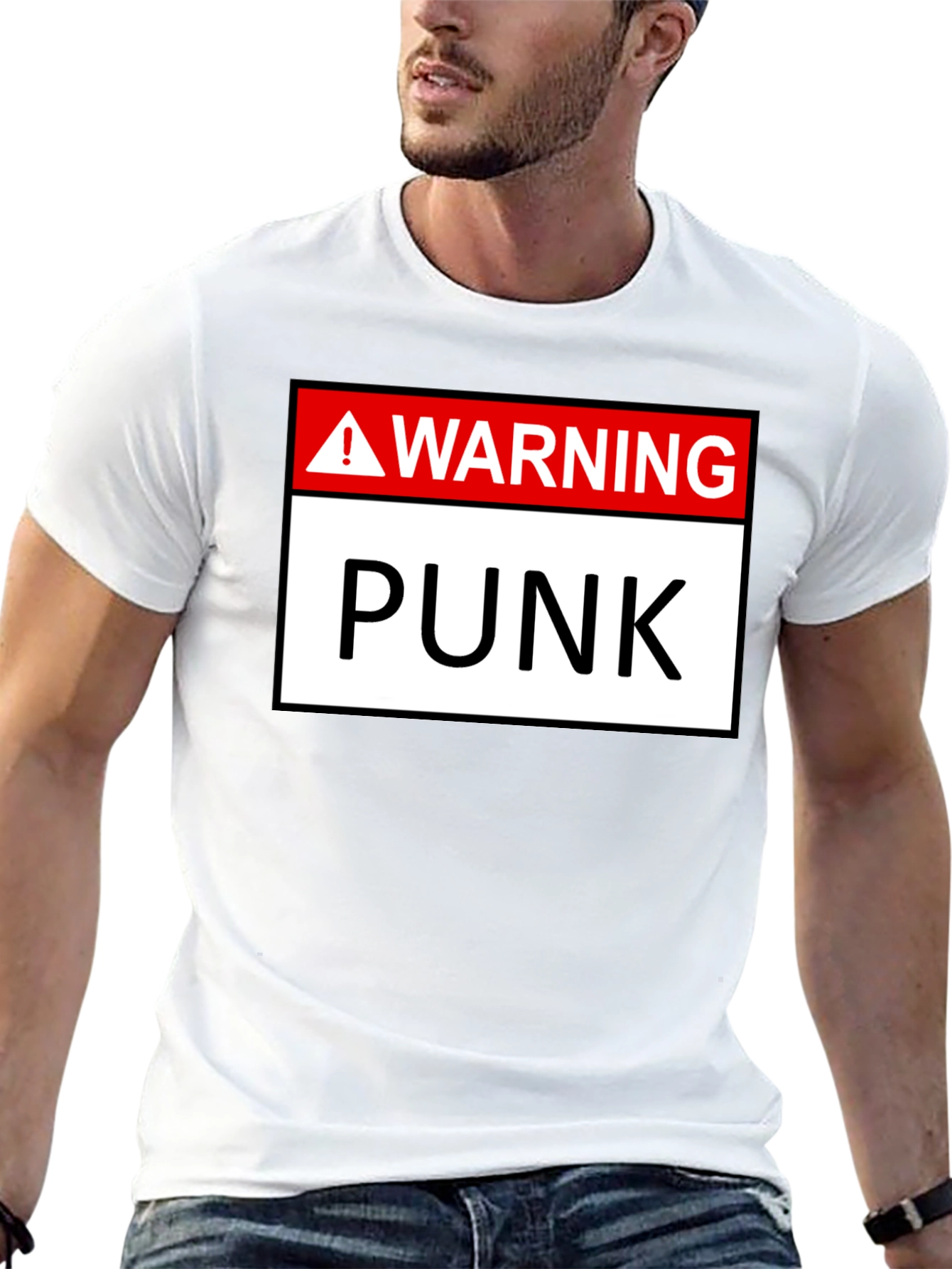 Warning Punk T-Shirt - Black Graphic Tee - 13