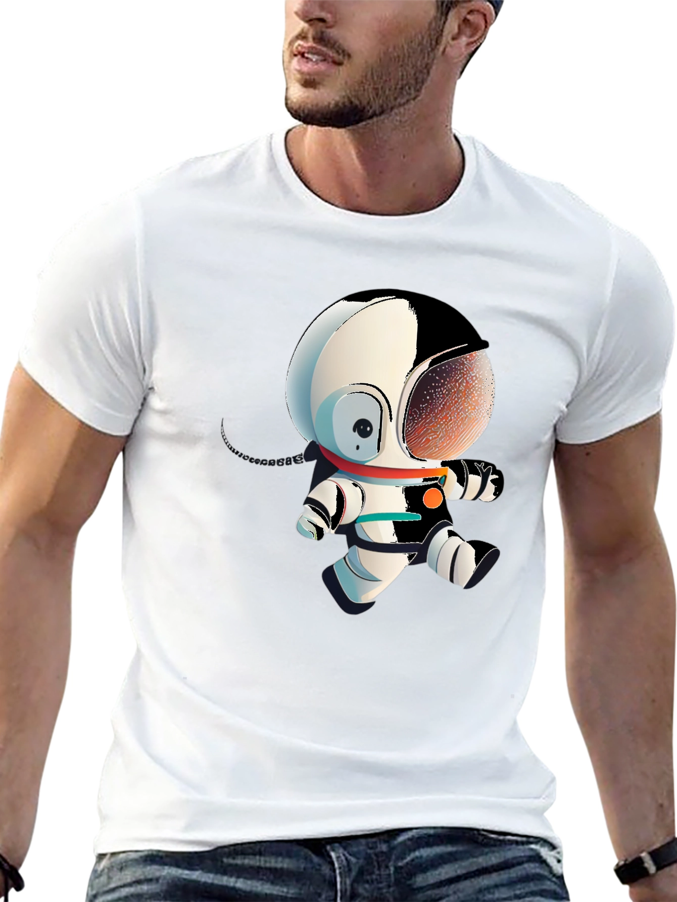 Black Astronaut Cartoon Graphic Tee - Black view 13