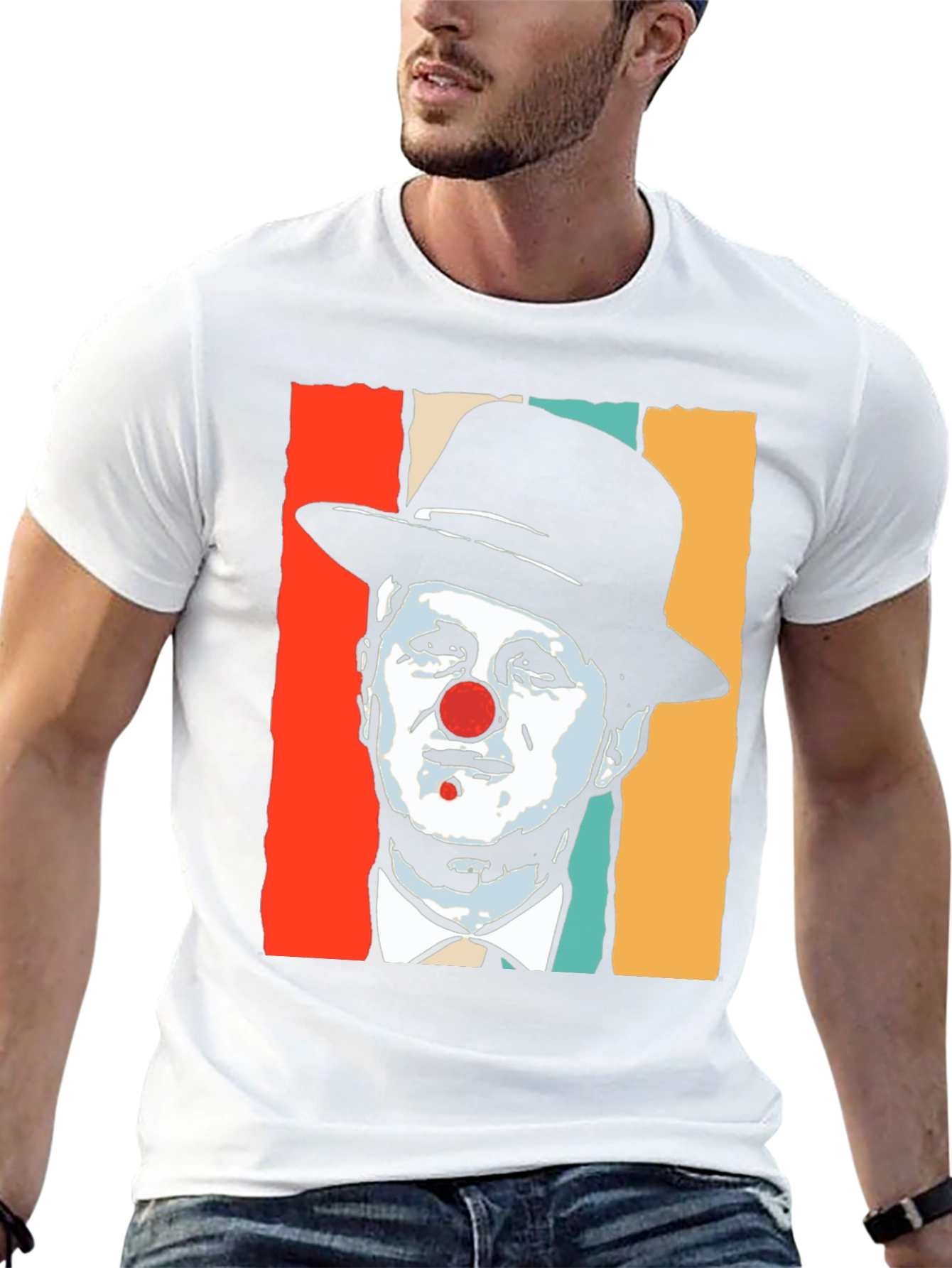 Black Clown Portrait Graphic T-Shirt - Retro Style view 13