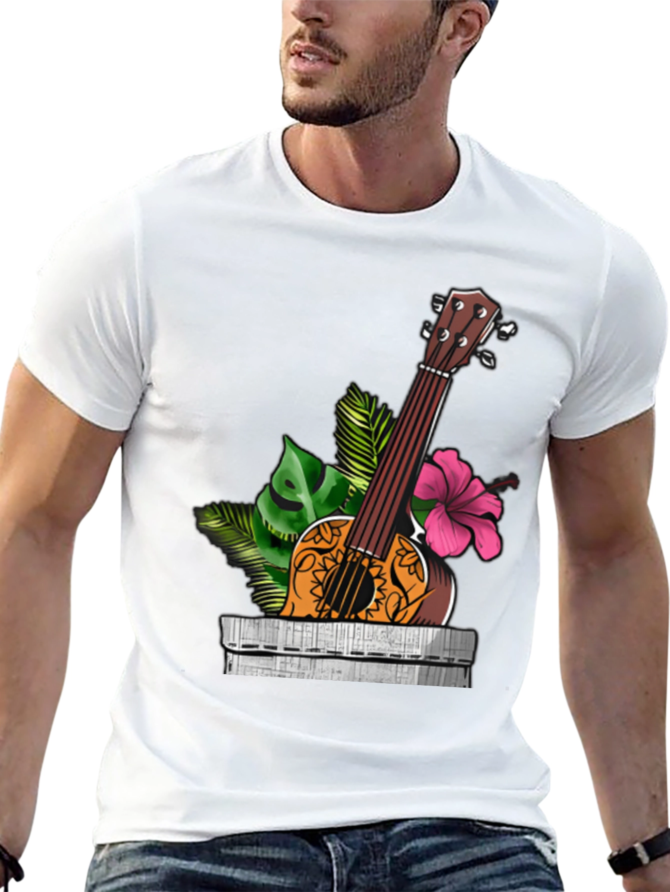Black Tropical Ukulele Graphic Tee - Island Vibes view 13