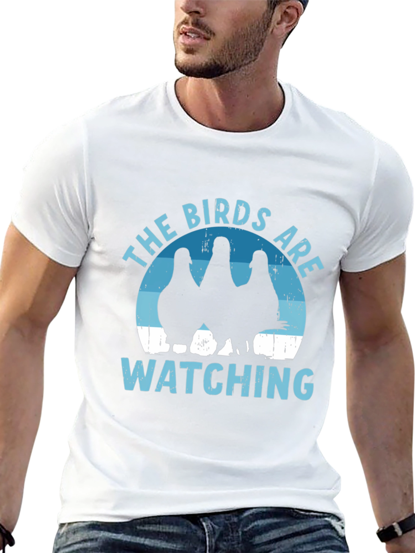 Black The Birds Are Watching T-Shirt - Funny Bird Lover Tee view 13