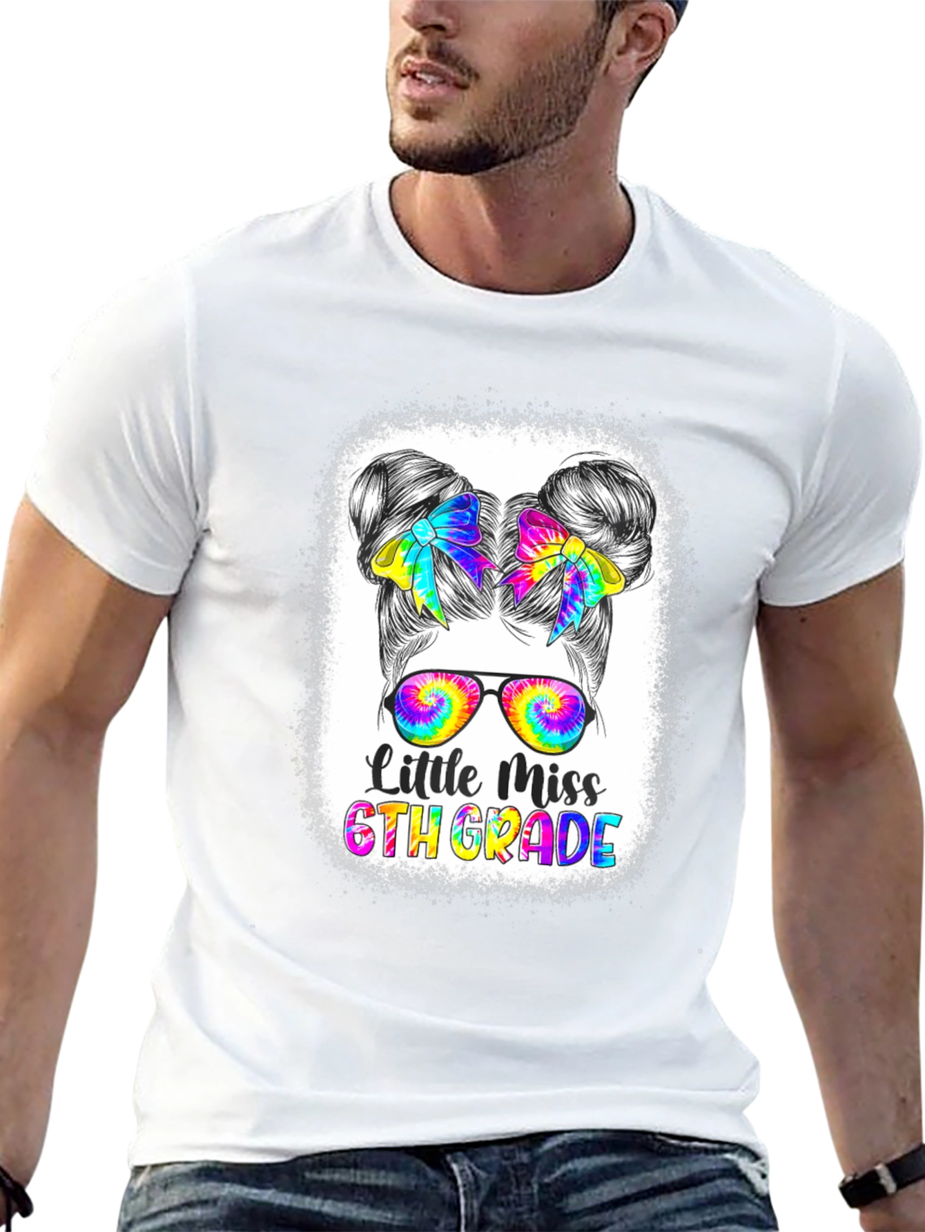 Black Little Miss 6th Grade Tie Dye T-Shirt view 13