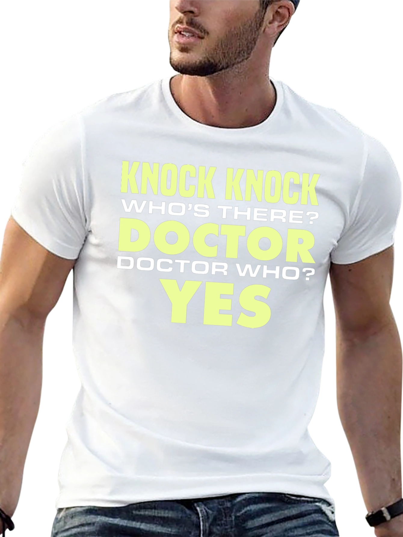 Black Knock Knock Doctor Who? Graphic T-Shirt - Black Cotton Tee view 13