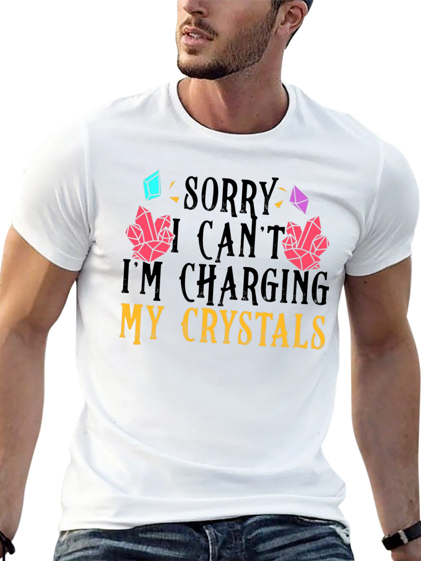 Black Charging Crystals Graphic T-Shirt view 13