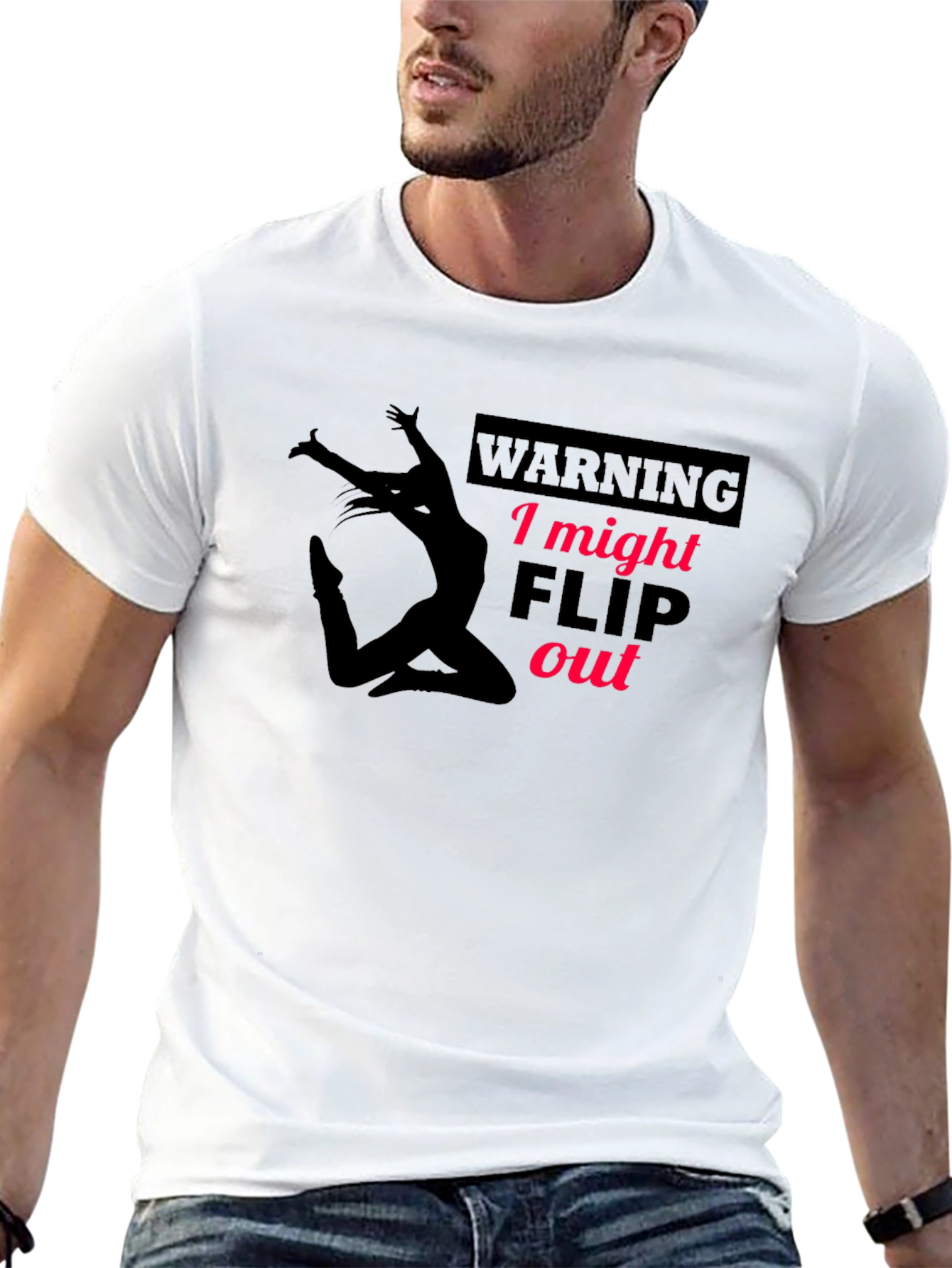 Black Warning: I Might Flip Out Black T-Shirt view 13