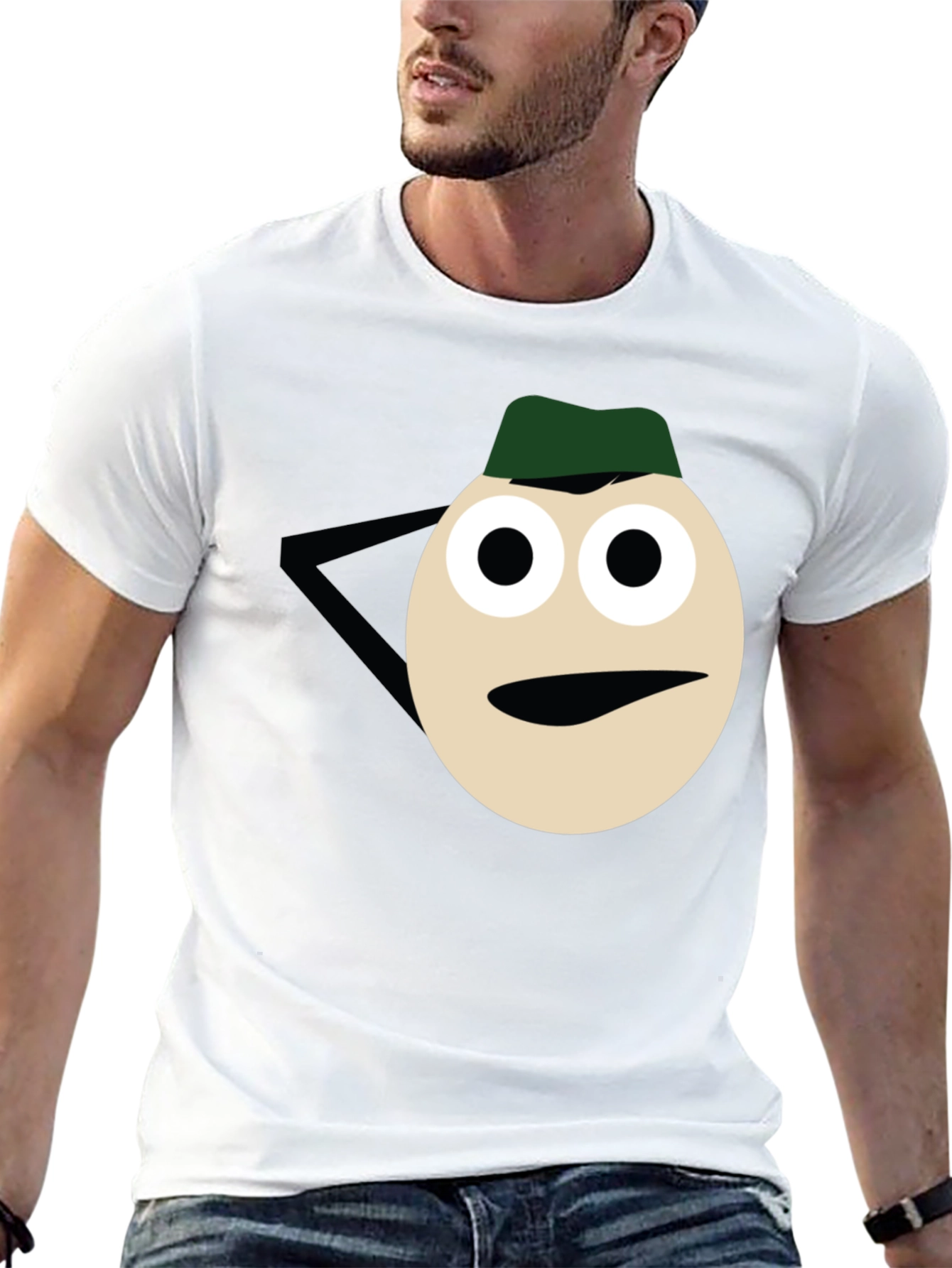 Black Funny Cartoon Face Graphic Tee - Black Casual T-Shirt view 13