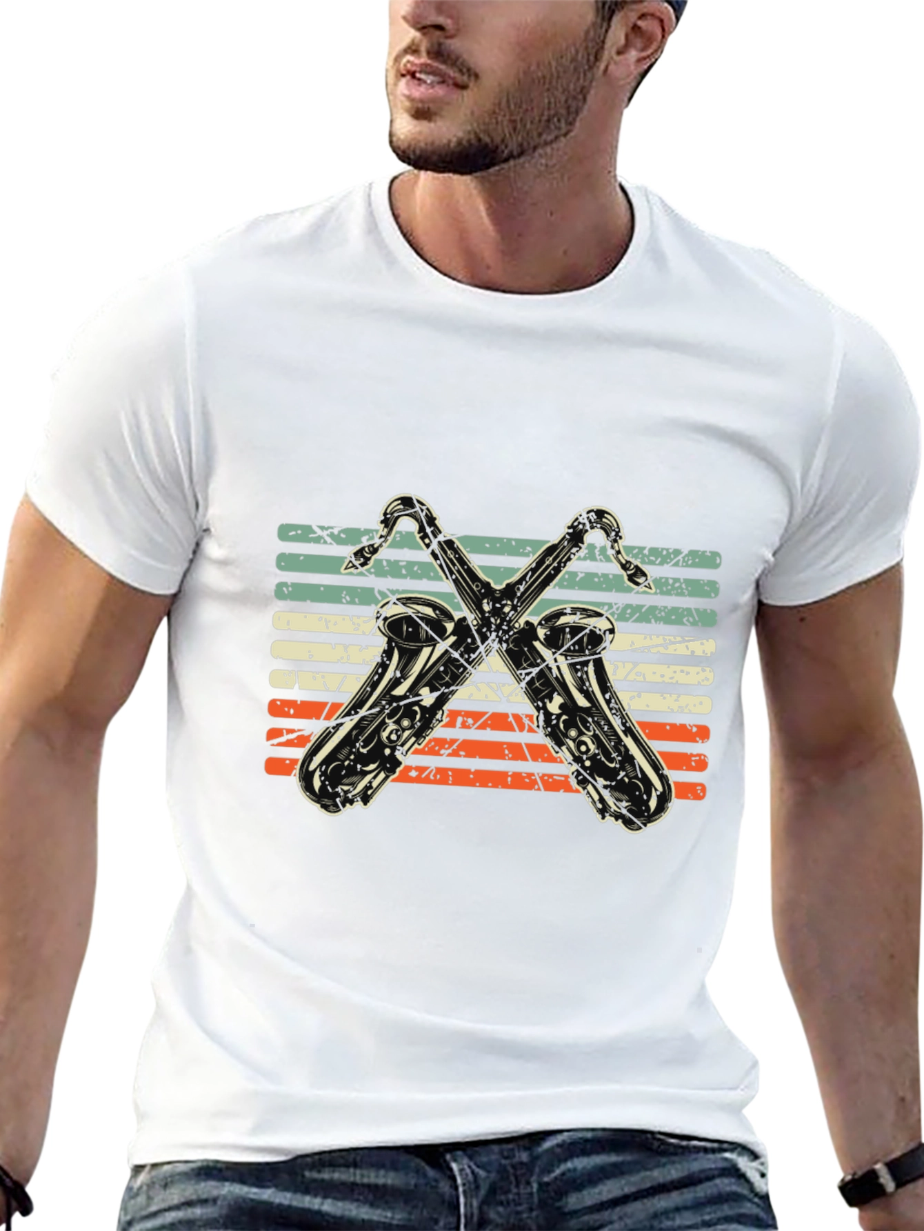 Black Vintage Saxophone T-Shirt: Retro Music Tee view 13