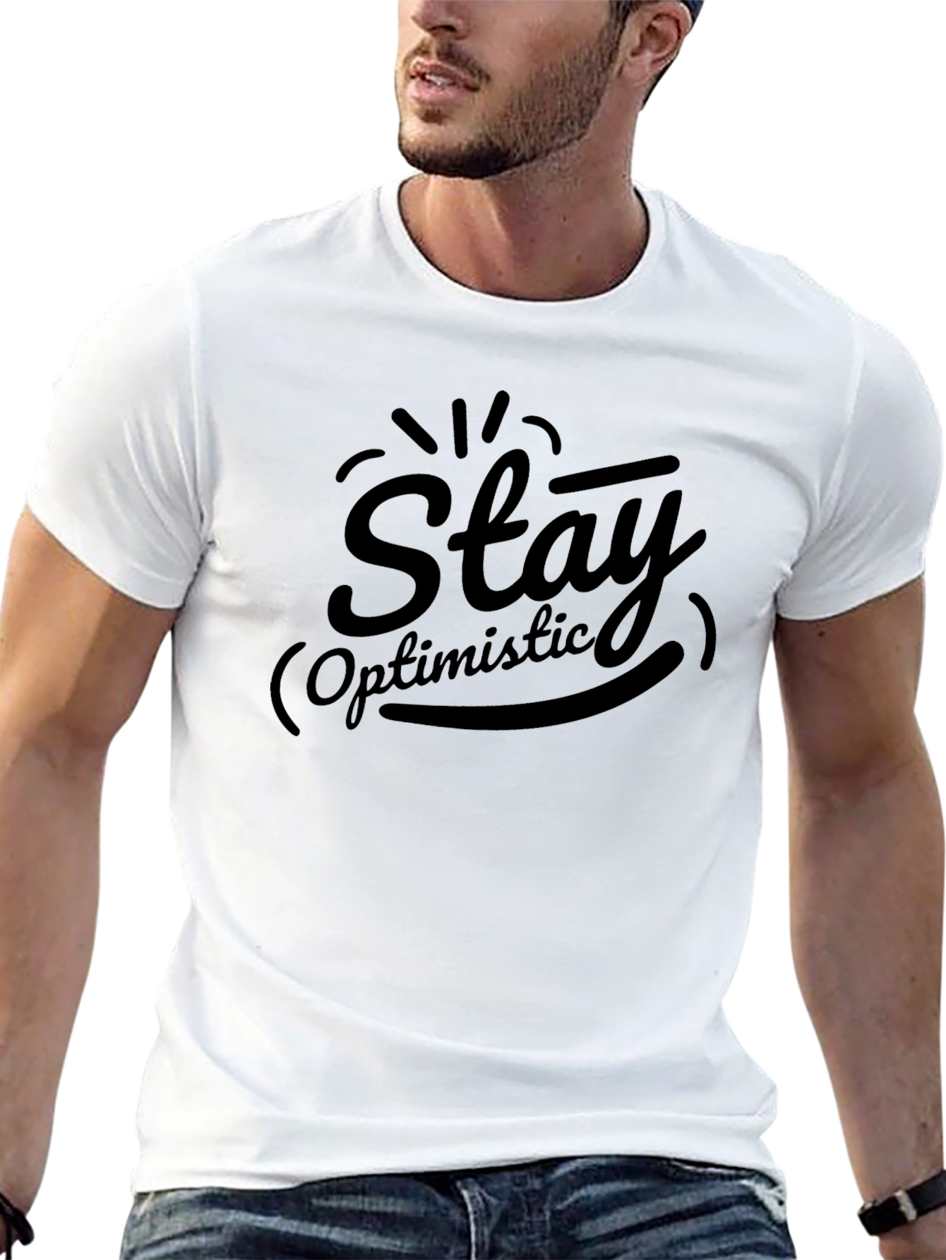 Black Stay Optimistic Black Graphic Tee view 13