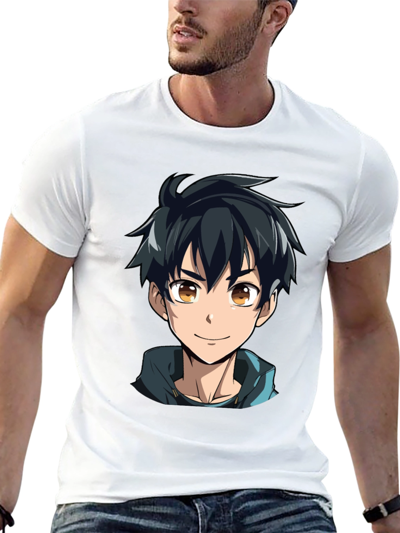 Black Anime Boy Graphic Black T-Shirt view 13