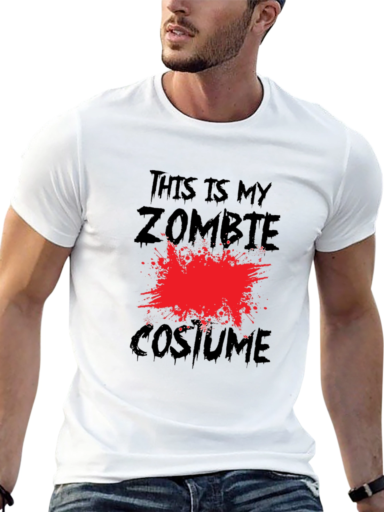 Black Zombie Costume T-Shirt - Halloween Tee view 13