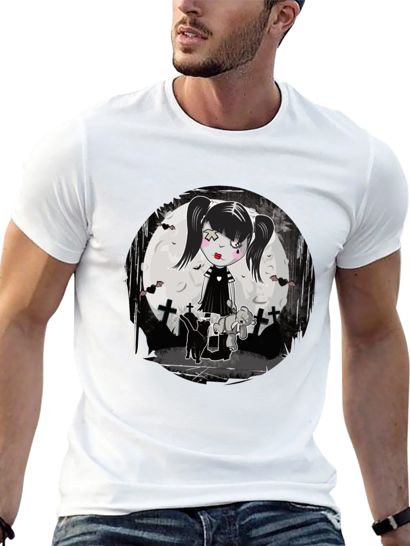 Black Gothic Girl T-Shirt - Emo Style view 13