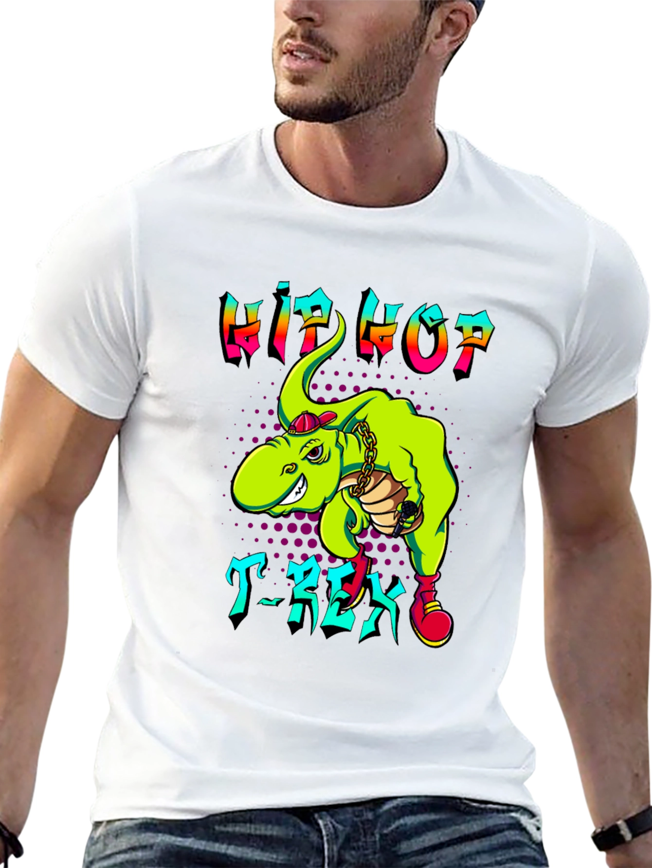 Black Hip Hop T-Rex Graphic Tee view 13