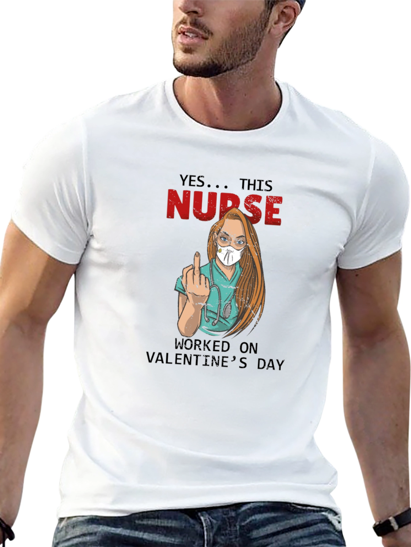 Black Valentine's Day Nurse T-Shirt view 13