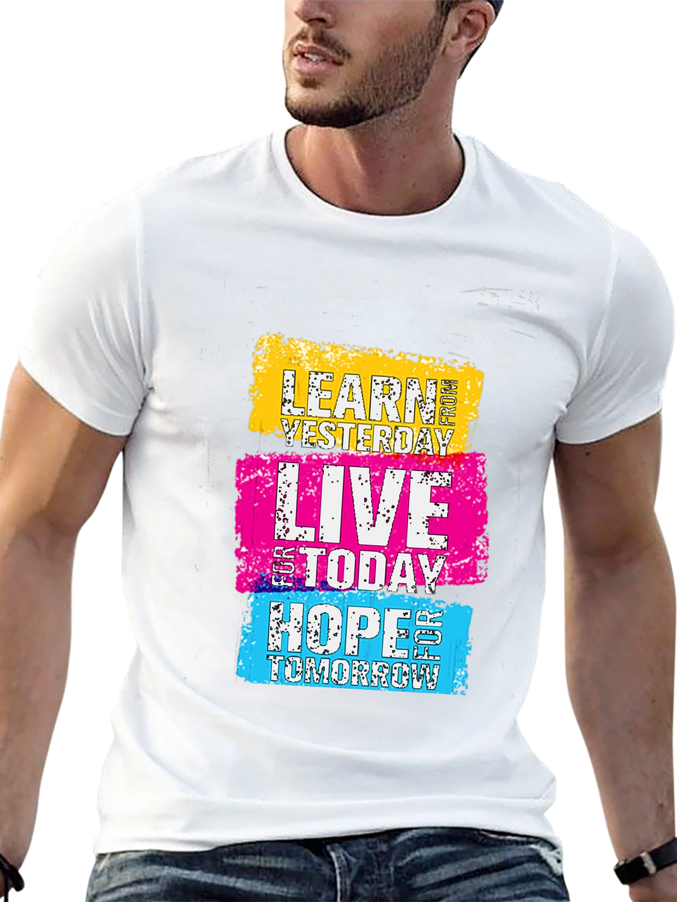 Black Motivational Learn Live Hope Graphic Tee view 13