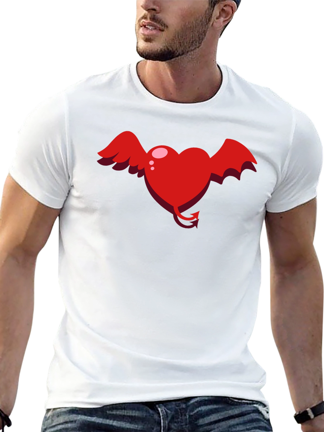 Black Heart Devil Winged Graphic Tee - Unisex view 13
