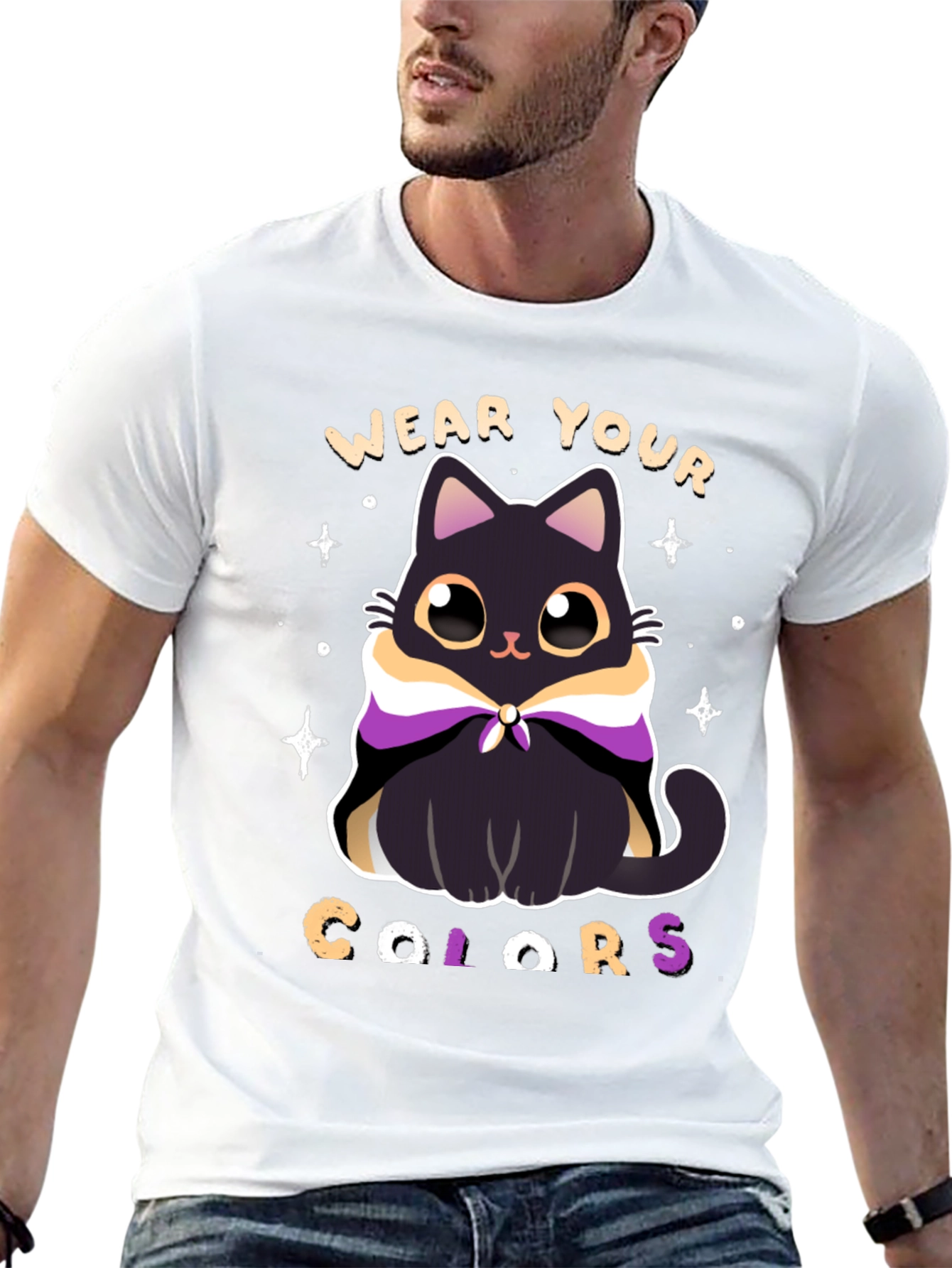 Black Wear Your Colors Cat Pride T-Shirt view 13