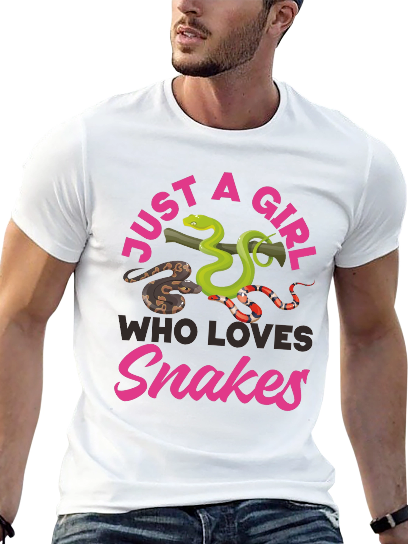 Black Just a Girl Who Loves Snakes Graphic T-Shirt view 13
