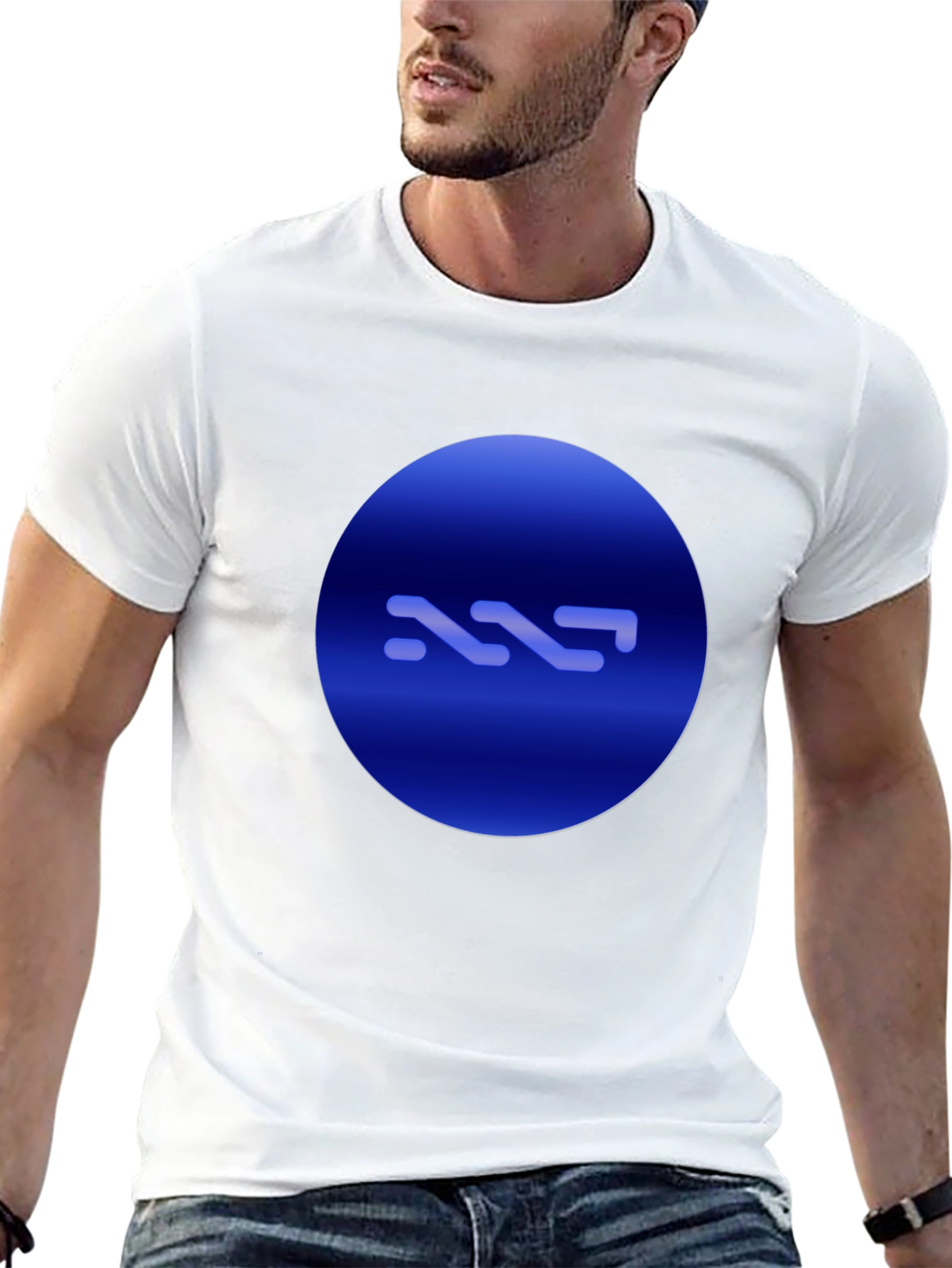 Black Modern Blue Circle Graphic Black T-Shirt view 13