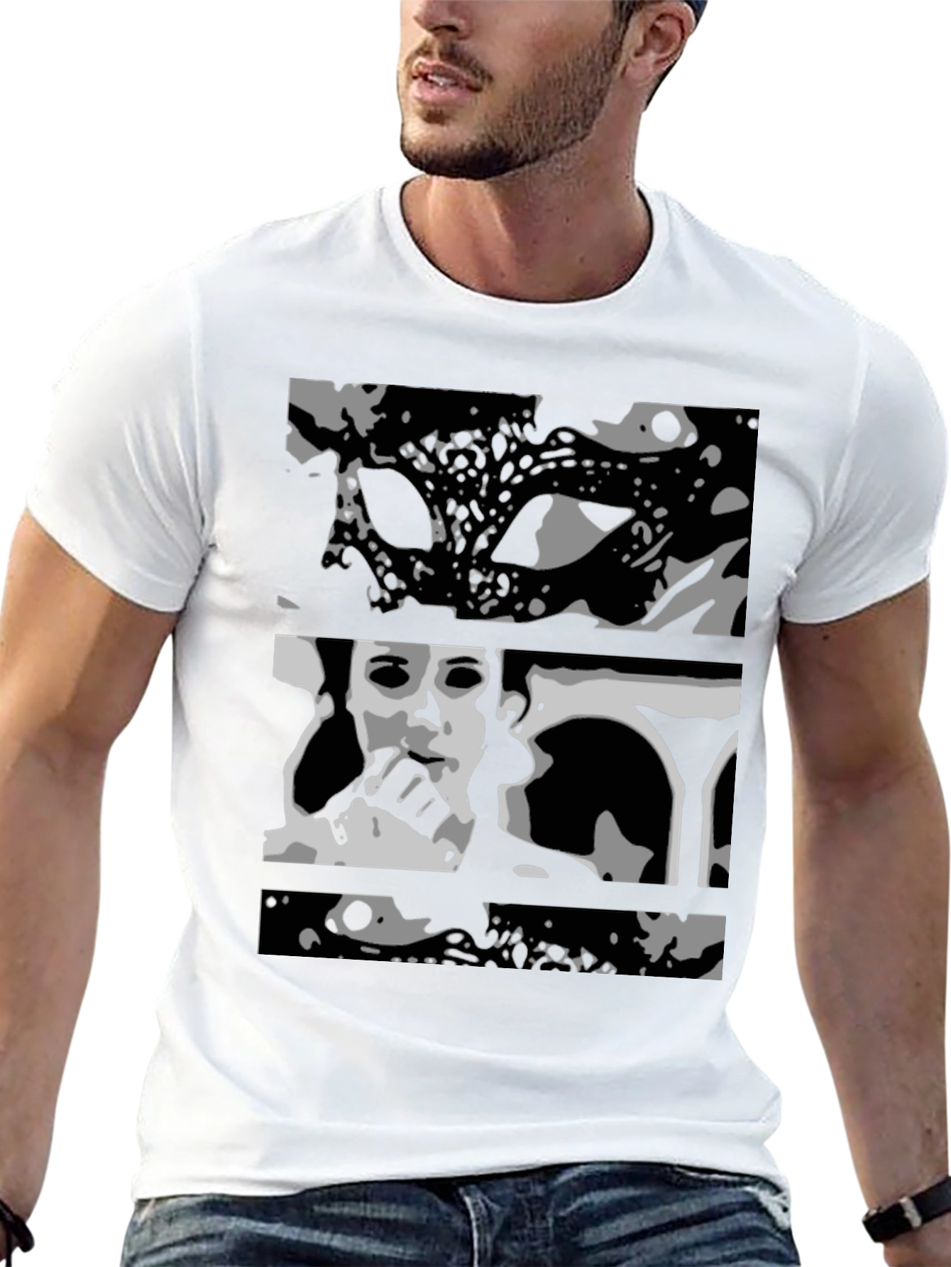 Black Abstract Black Graphic Print T-Shirt view 13