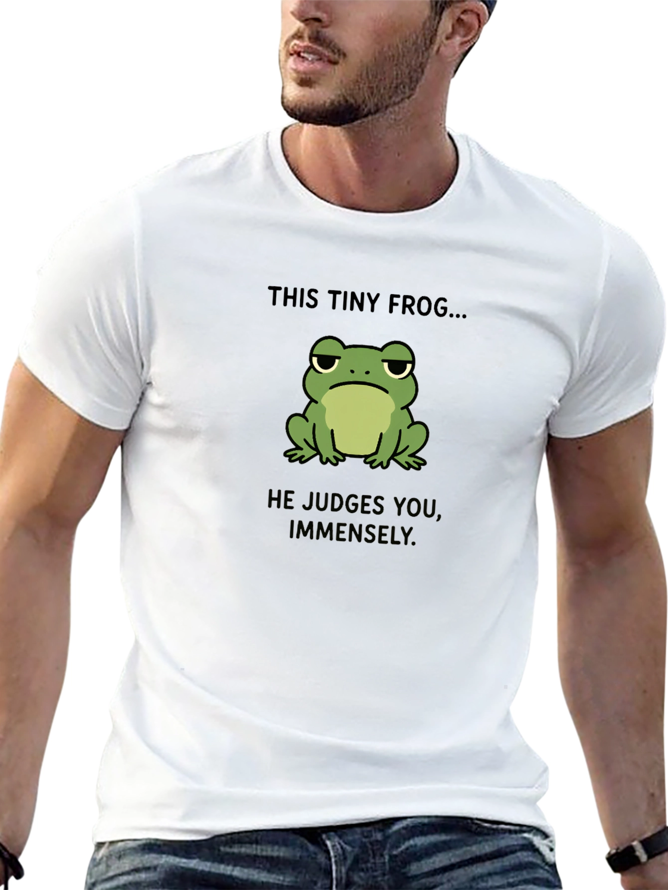 Black Tiny Frog Judge T-Shirt - Funny Graphic Tee view 13