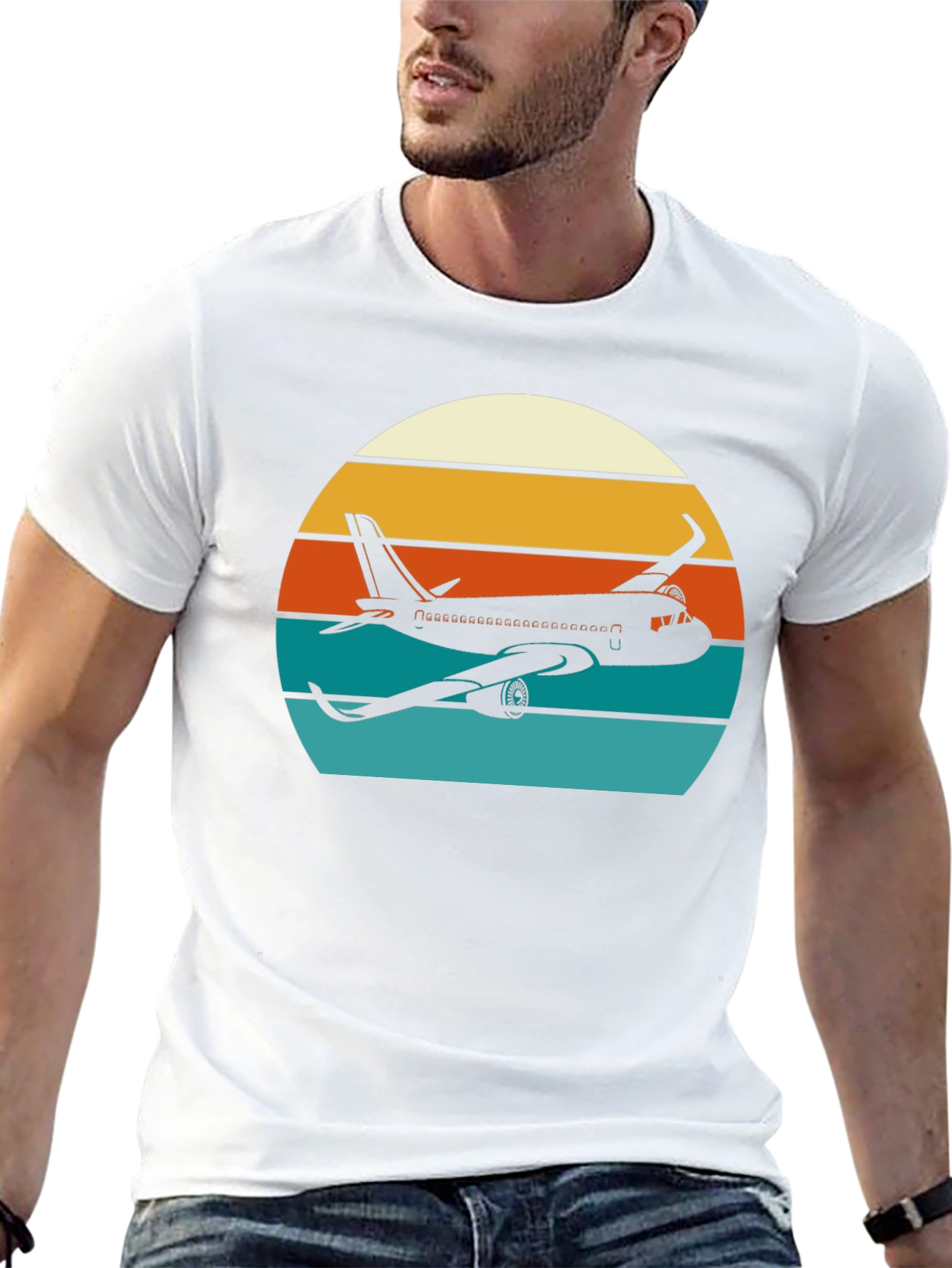 Black Retro Airplane Sunset T-Shirt - Aviation Tee view 13