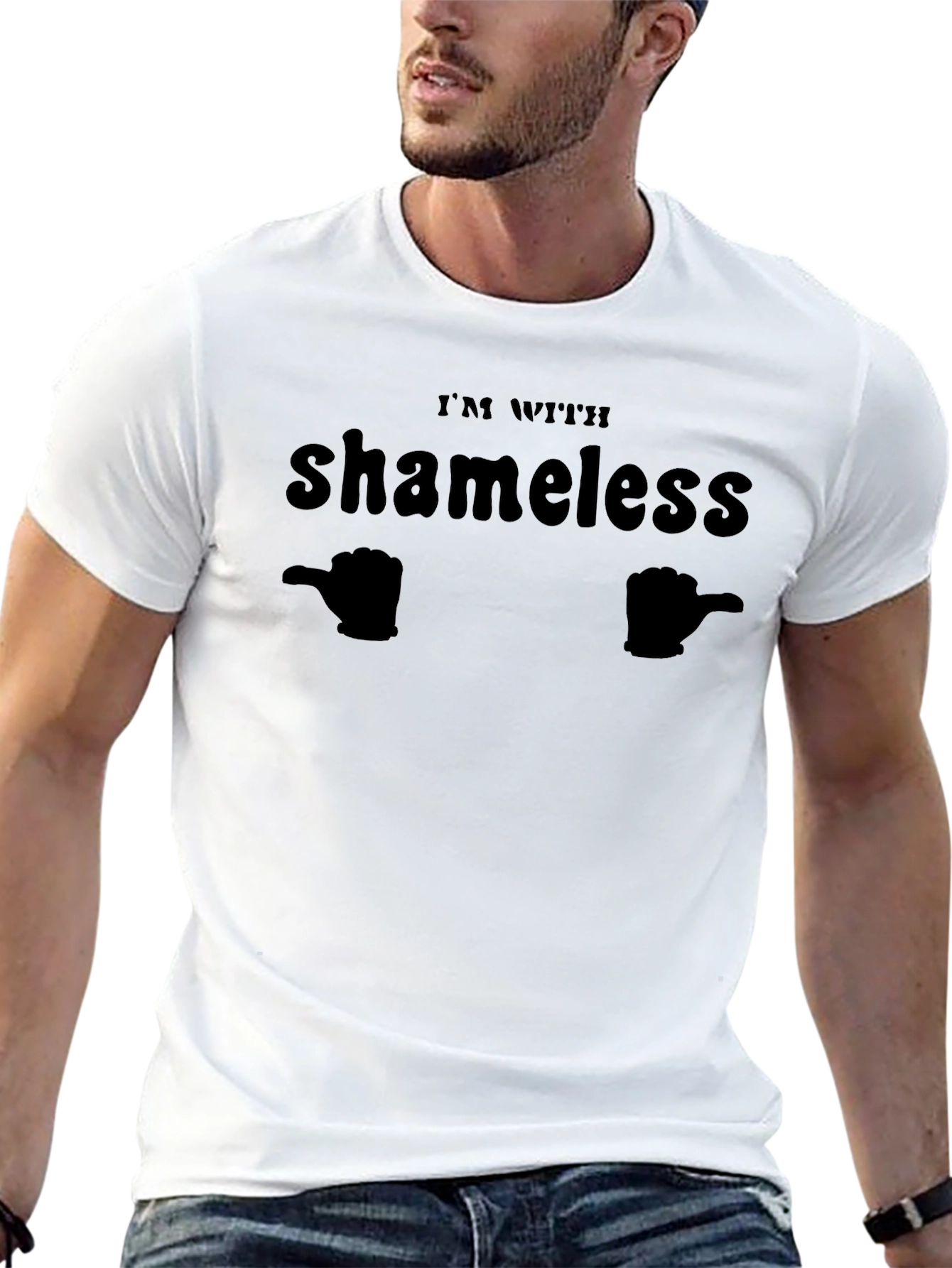 Black I'm With Shameless Funny Humor Black T-Shirt view 13