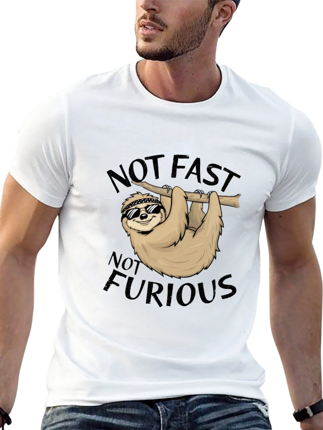 Black Not Fast Not Furious Sloth T-Shirt view 13
