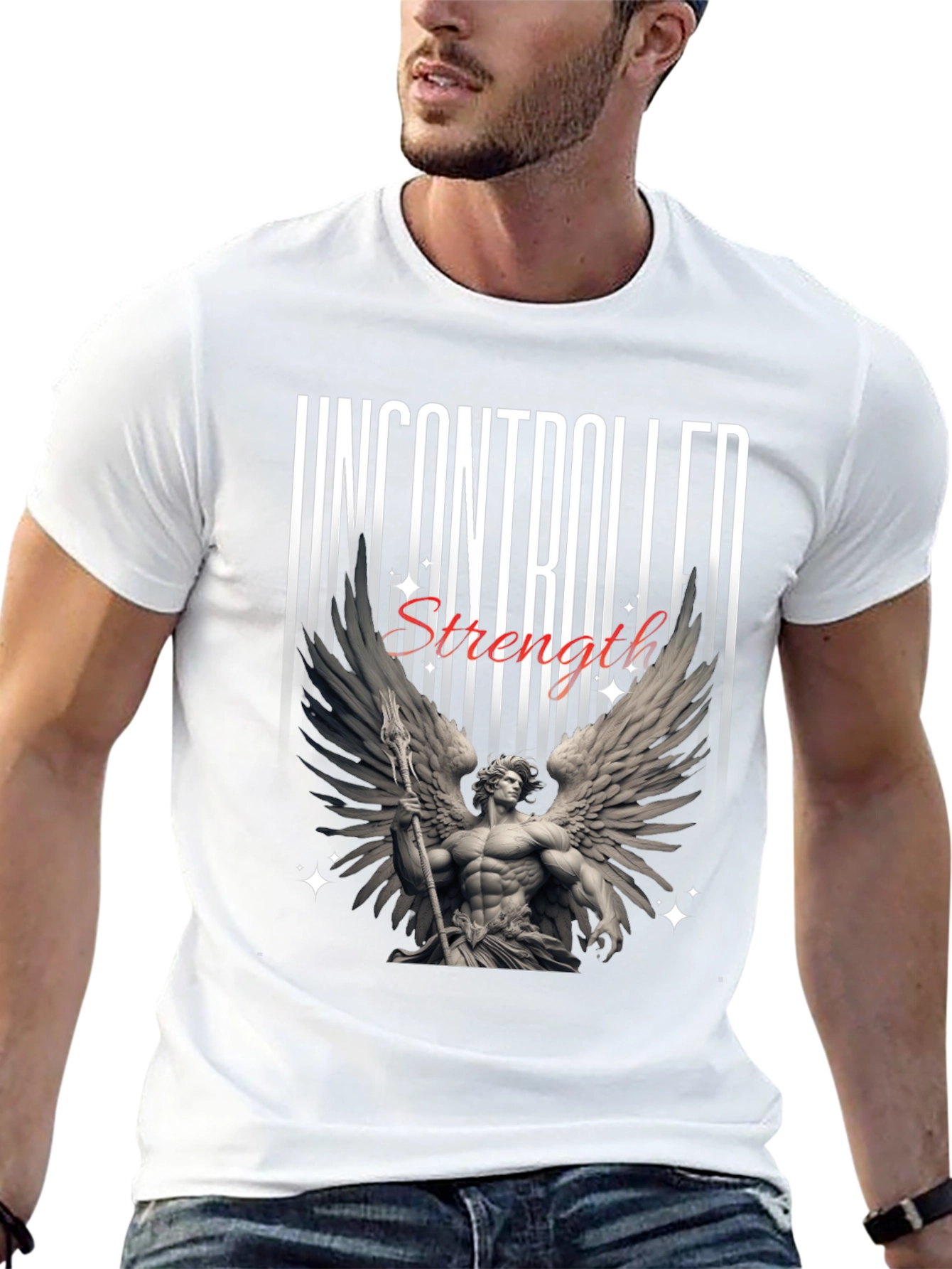 Black Uncontrolled Strength Graphic T-Shirt view 13