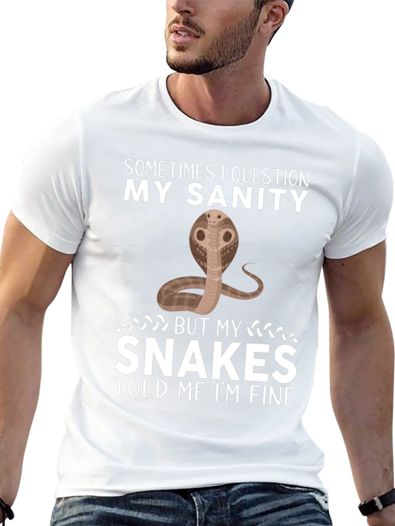 Black Funny Snake T-Shirt: My Sanity Told Me I'm Fine view 13