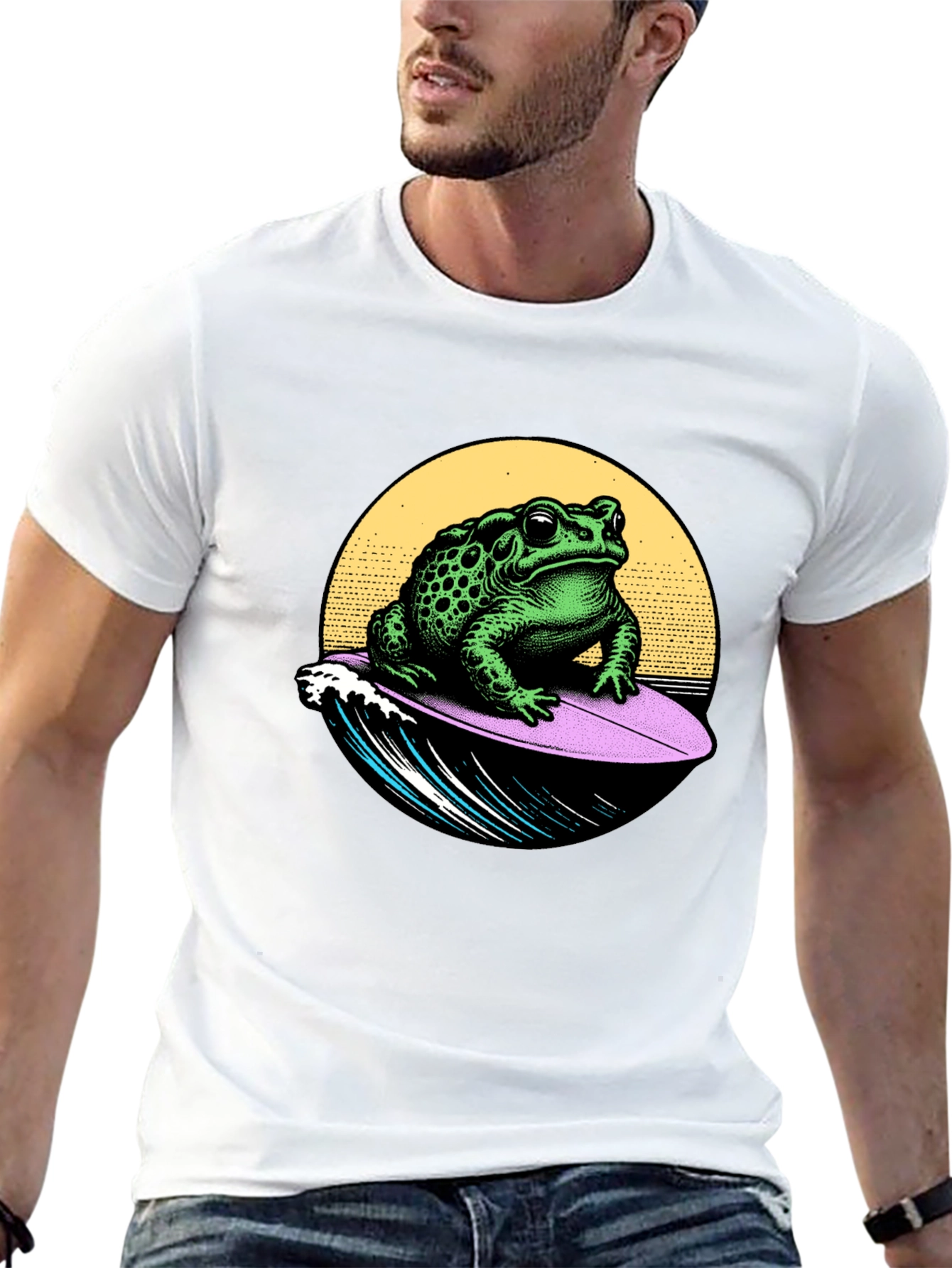 Black Surfing Toad Graphic T-Shirt - Black view 13