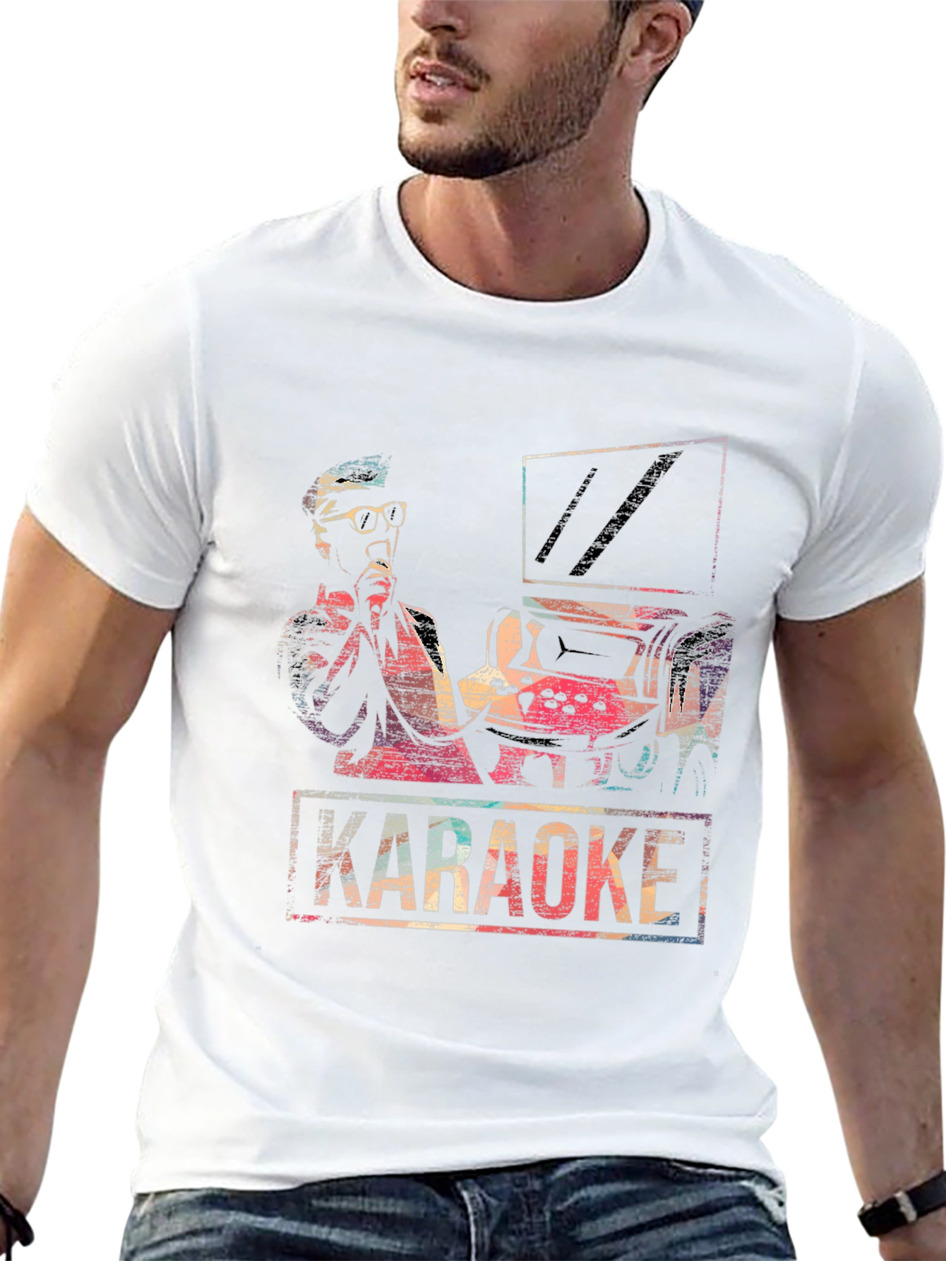 Black Retro Karaoke T-Shirt - Vintage Music Design view 13