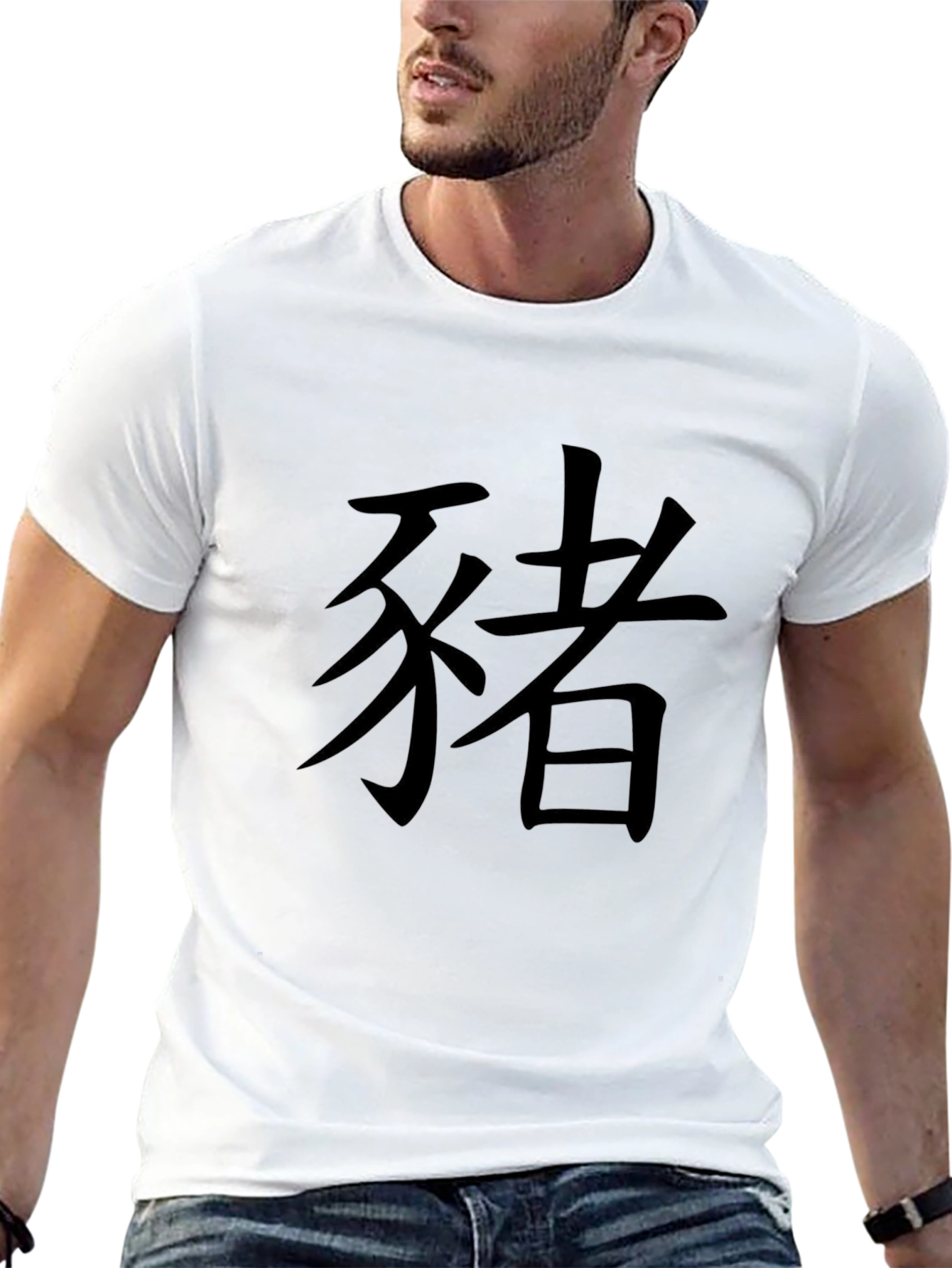Black Black T-Shirt with Japanese Kanji Characters view 13