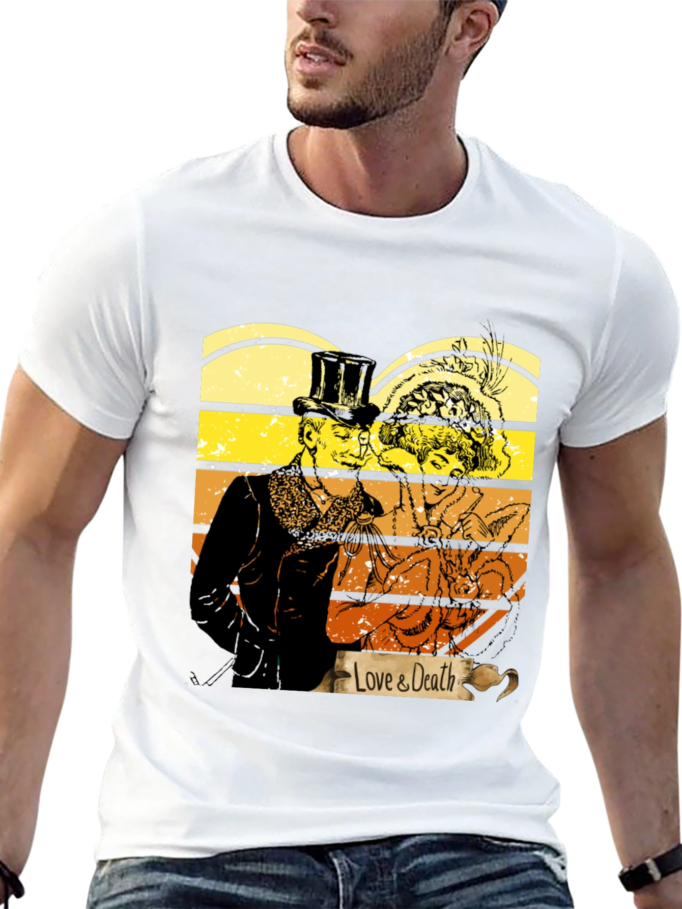 Black Love & Death Graphic T-Shirt - Vintage Style Tee view 13