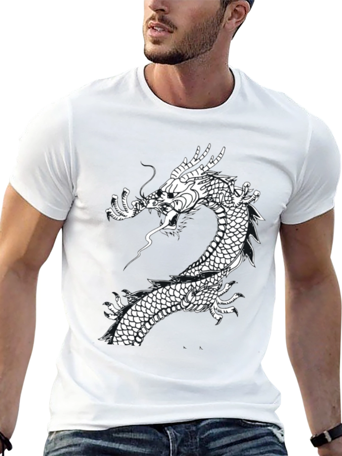 Black Dragon Graphic Tee - Black Cotton T-Shirt view 13