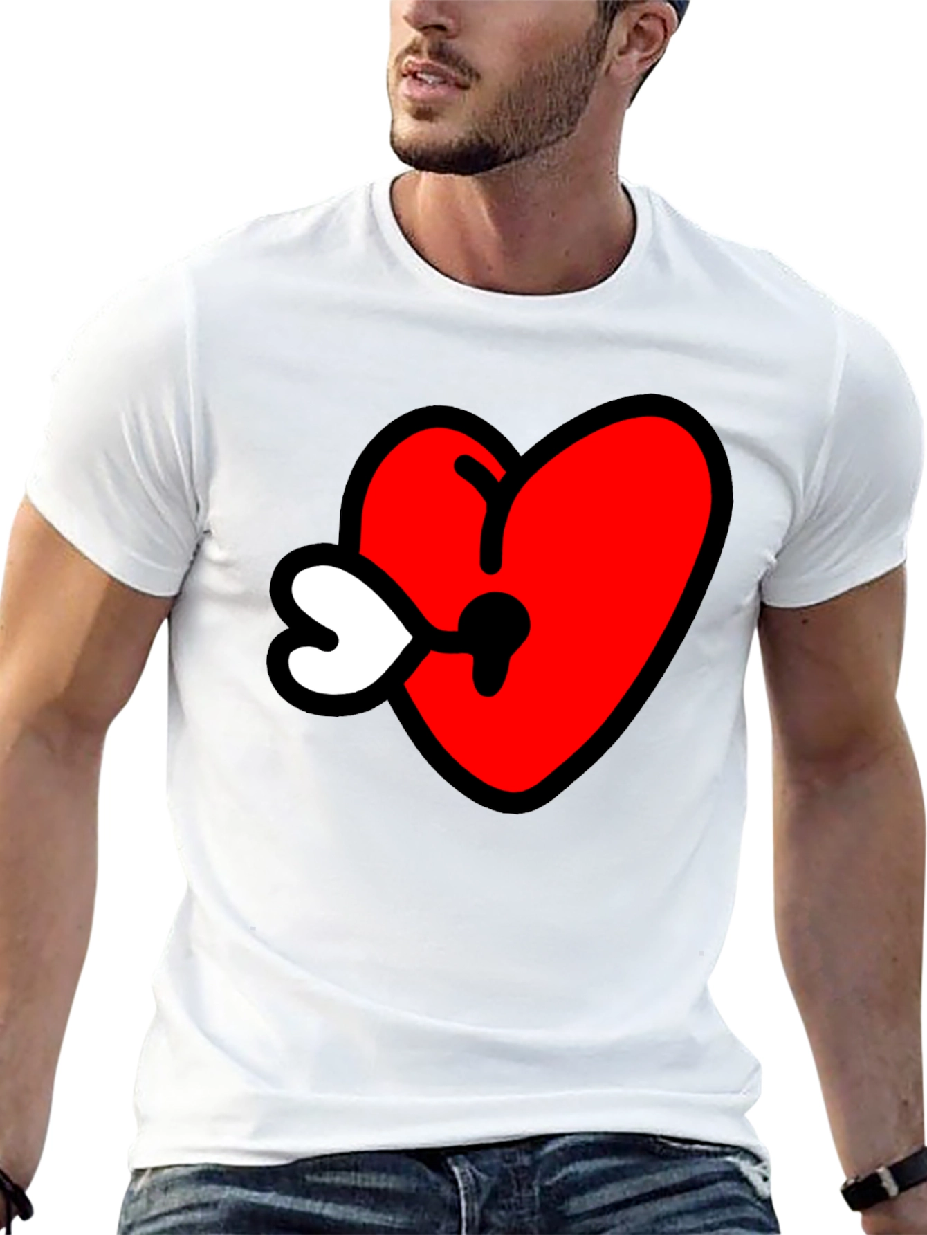 Black Heart Keyhole Graphic Tee - Black view 13